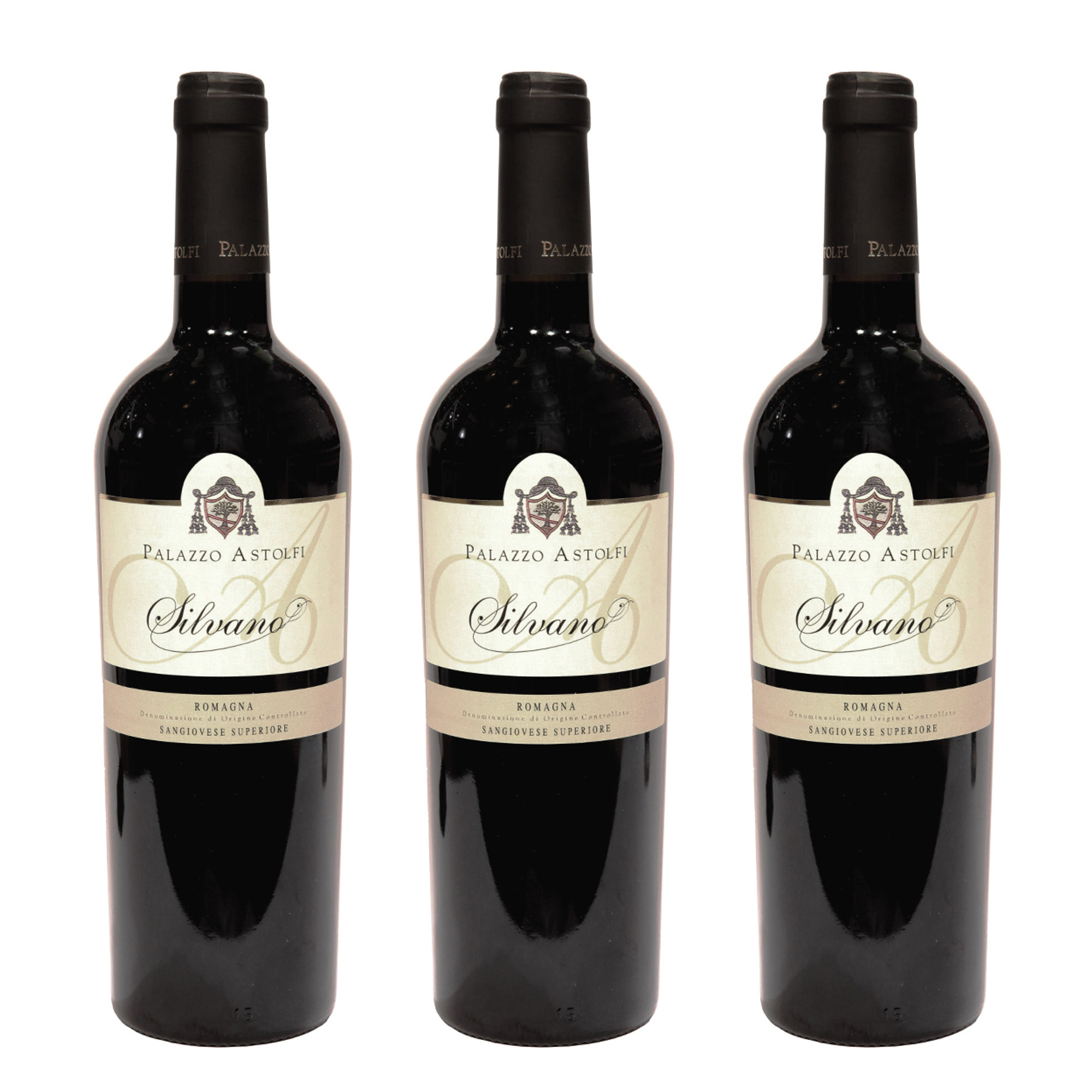 3 bottiglie miste: "Silvano" Romagna Sangiovese Superiore DOC 2013 - "Silvano" Romagna Sangiovese Superiore DOC 2015 - "Silvano" Romagna Sangiovese Superiore DOC 2017 Palazzo Astolfi vista0