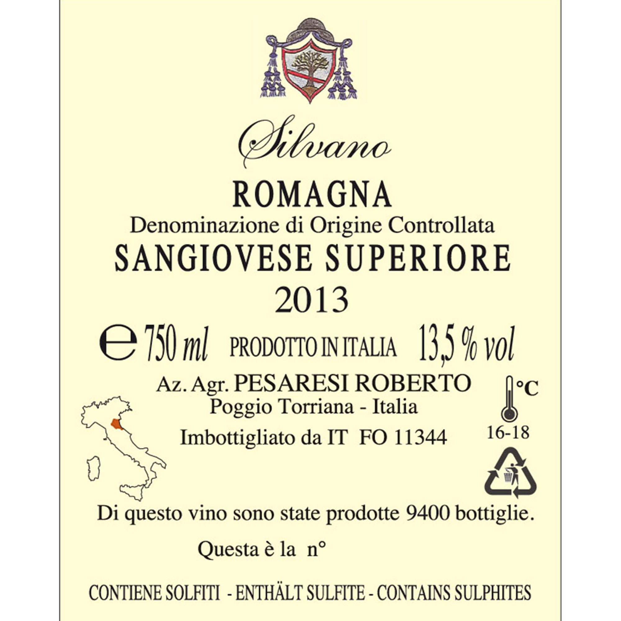3 bottiglie miste: "Silvano" Romagna Sangiovese Superiore DOC 2013 - "Silvano" Romagna Sangiovese Superiore DOC 2015 - "Silvano" Romagna Sangiovese Superiore DOC 2017 Palazzo Astolfi vista1