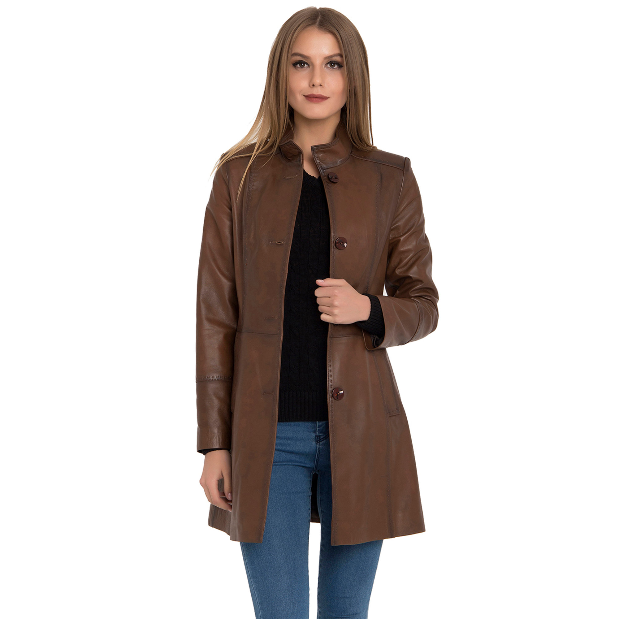 Cappotto svasato marrone Iparelde vista3
