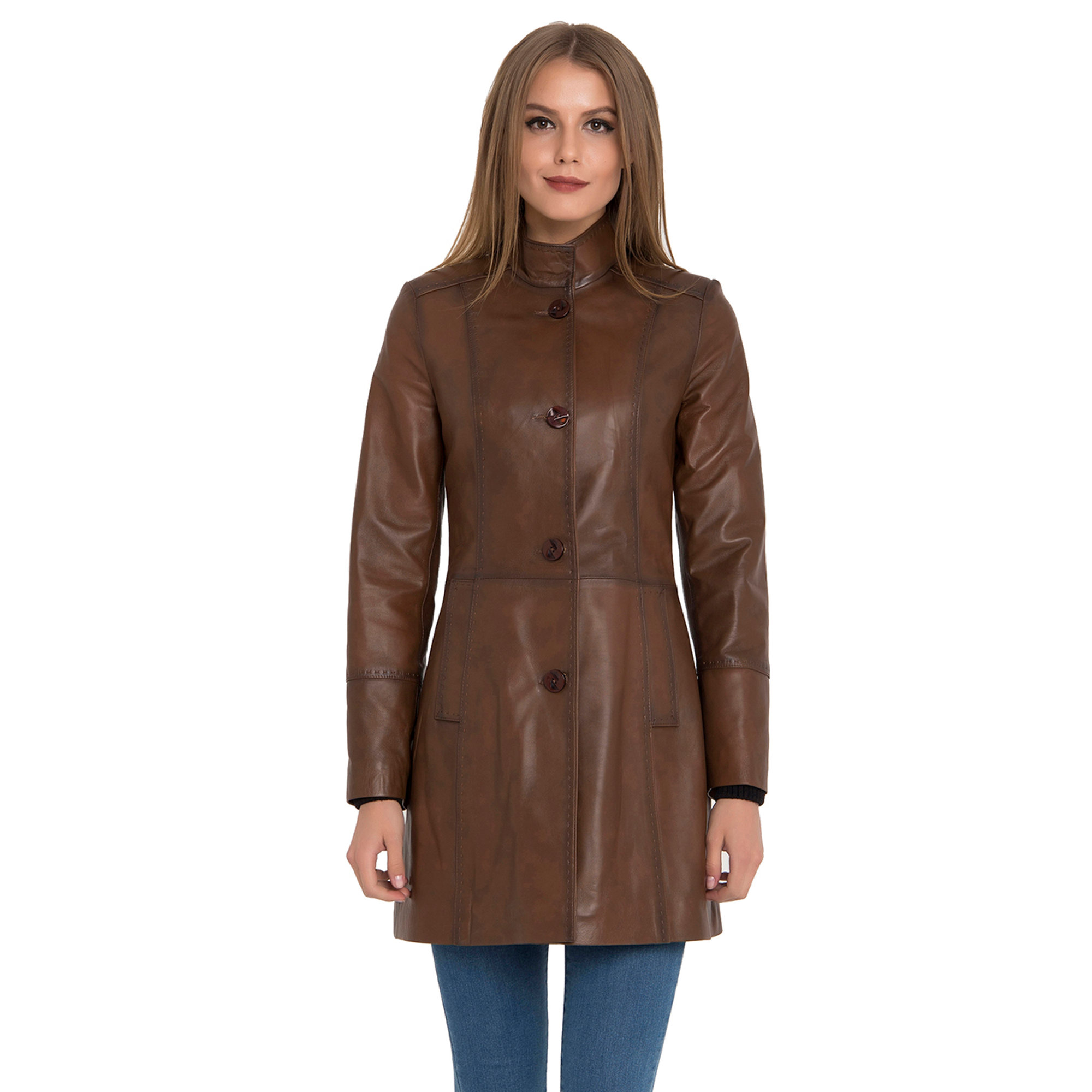 Cappotto svasato marrone Iparelde vista0