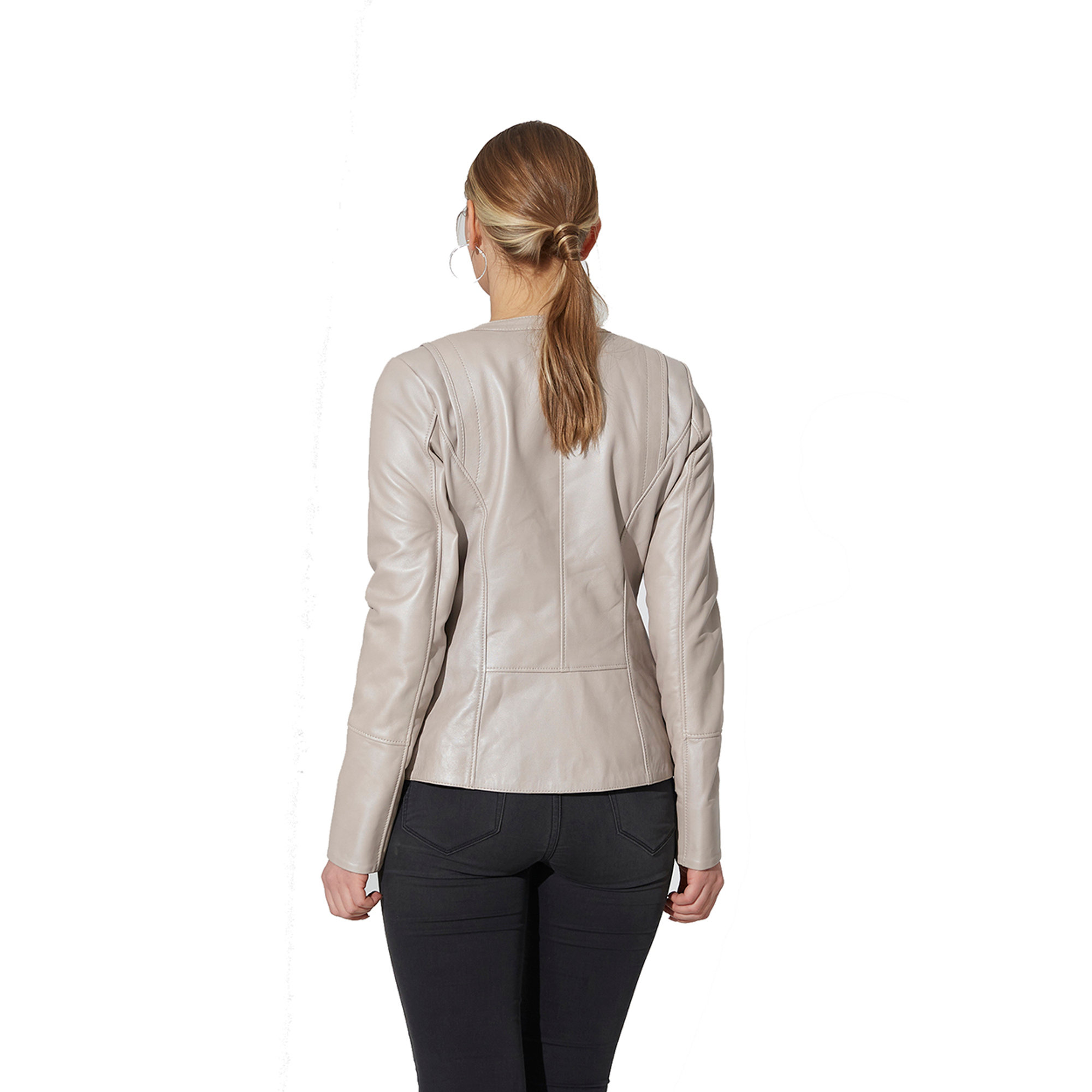 Giacca con chiusura obliqua beige Iparelde vista2