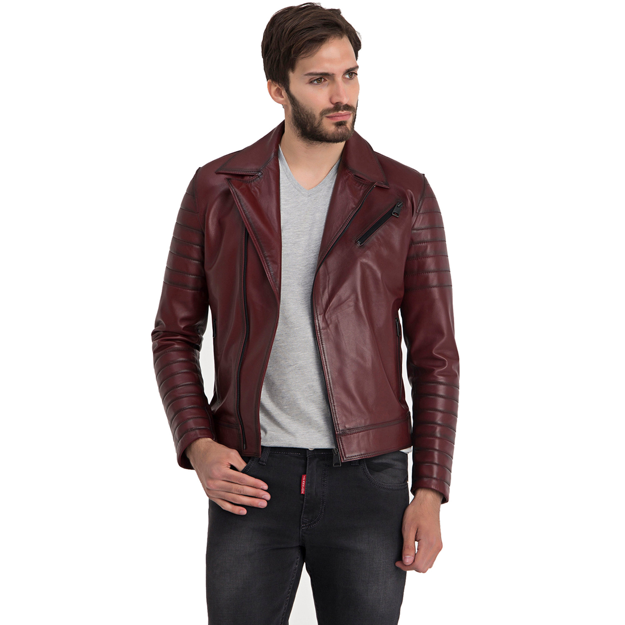 Giubbotto biker bordeaux Iparelde vista3