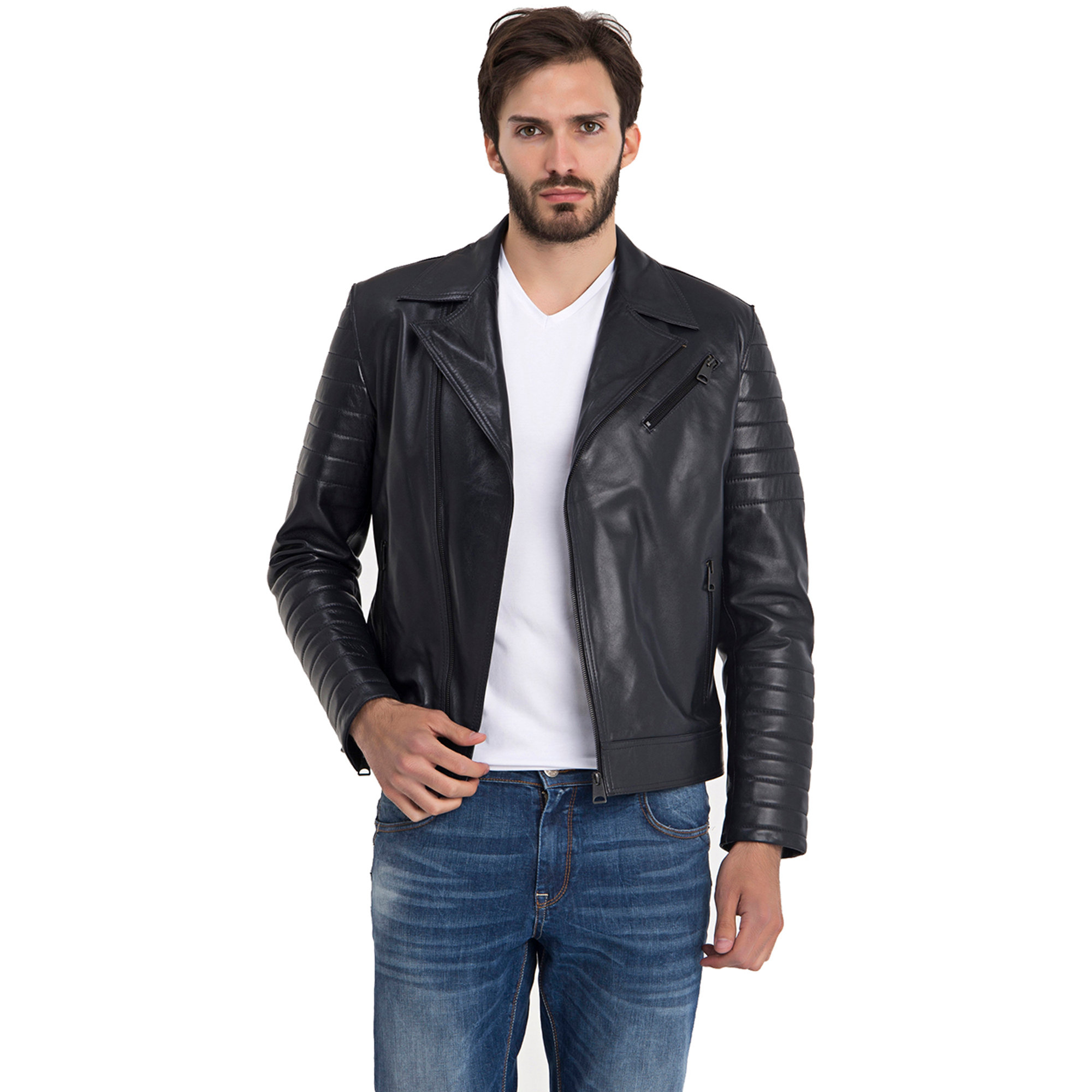 Giubbotto biker blu scuro Iparelde vista1