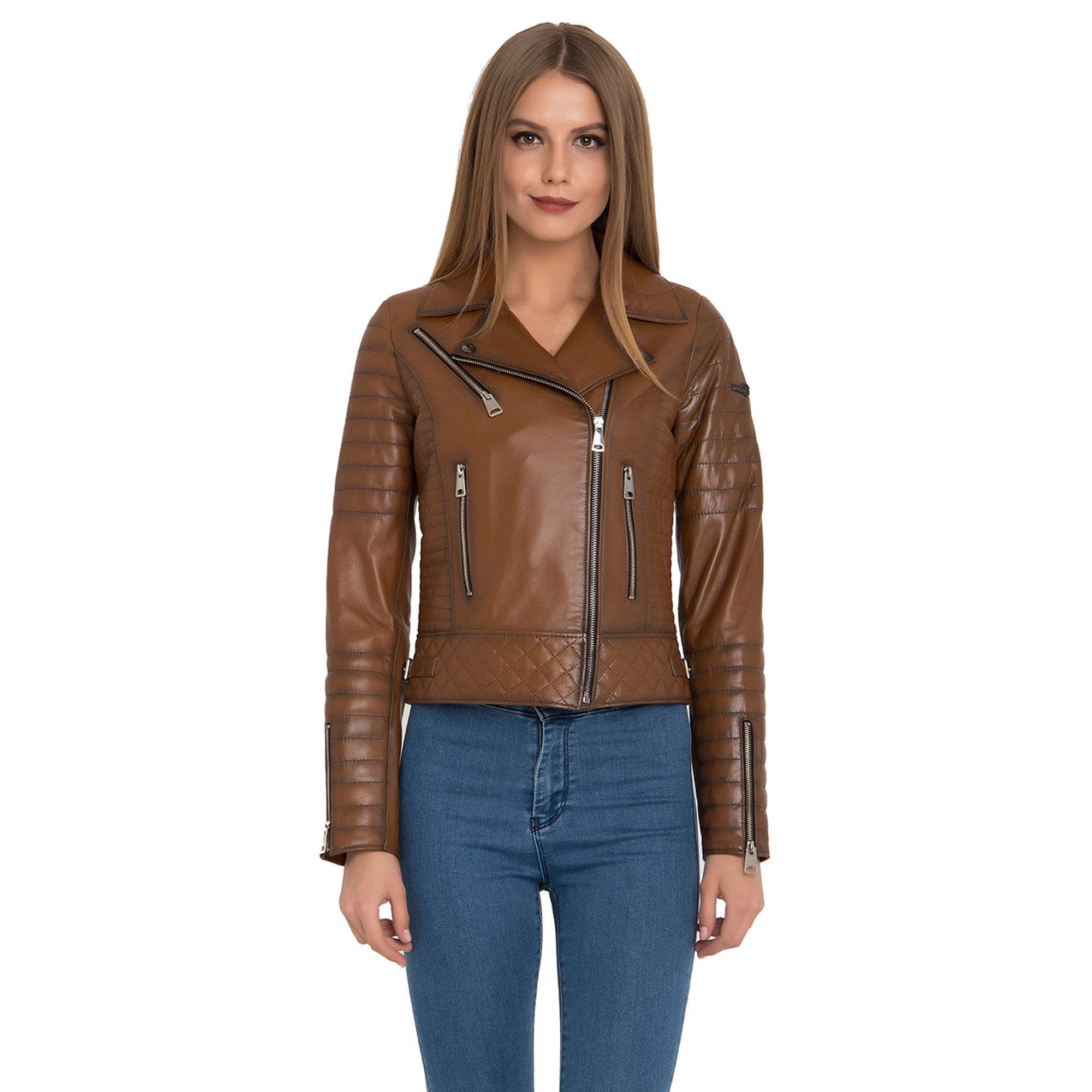 Giacca biker corto marrone Iparelde vista0