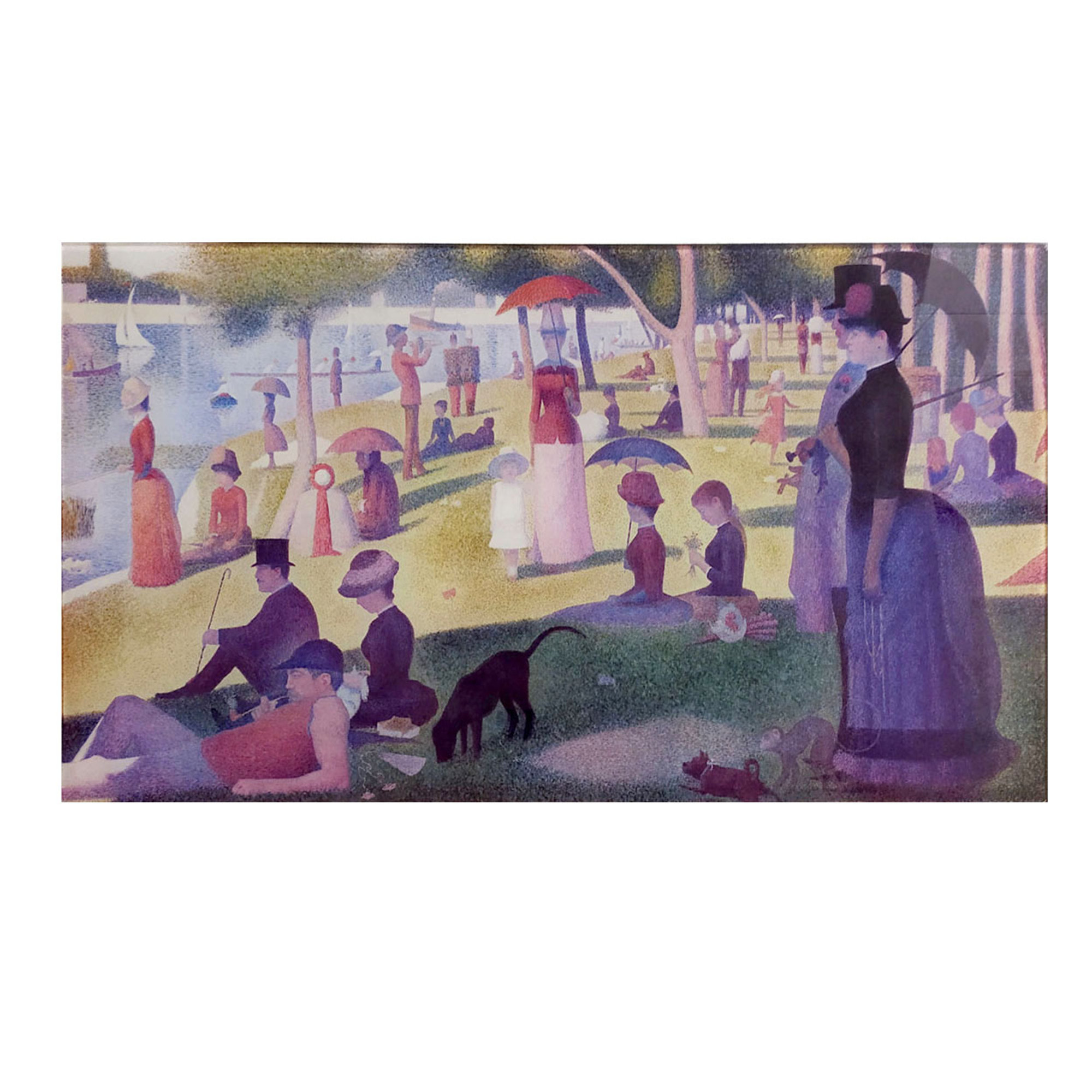 OPERE D'ARTE SU VETRO - Quadro con lavorazione in finitura bianca - Seurat Un dimanche a près midi à l'ile de la grande latte Florence Glass vista0