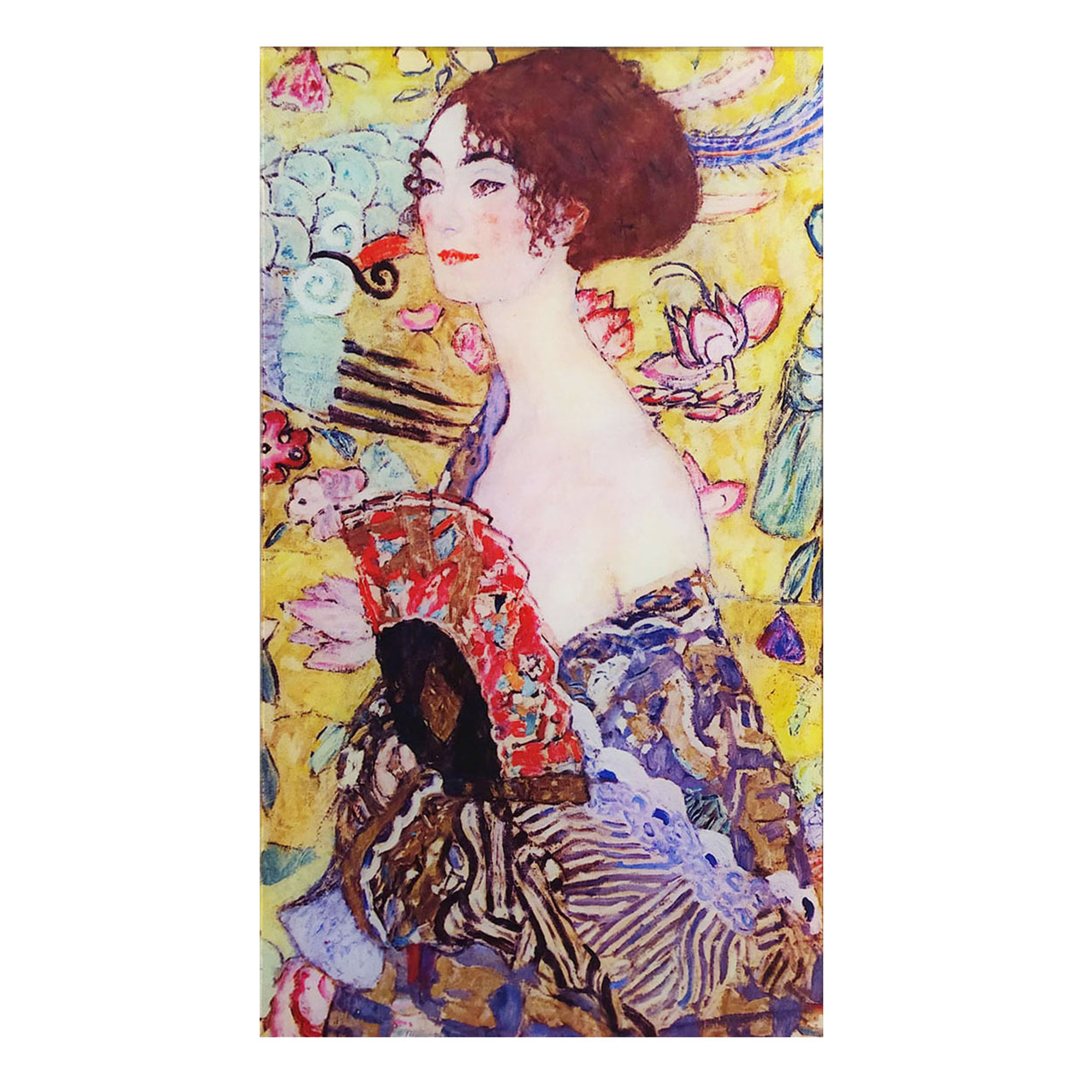 OPERE D'ARTE SU VETRO - Quadro con lavorazione in finitura bianca - Klimt Lady with fan Florence Glass vista0