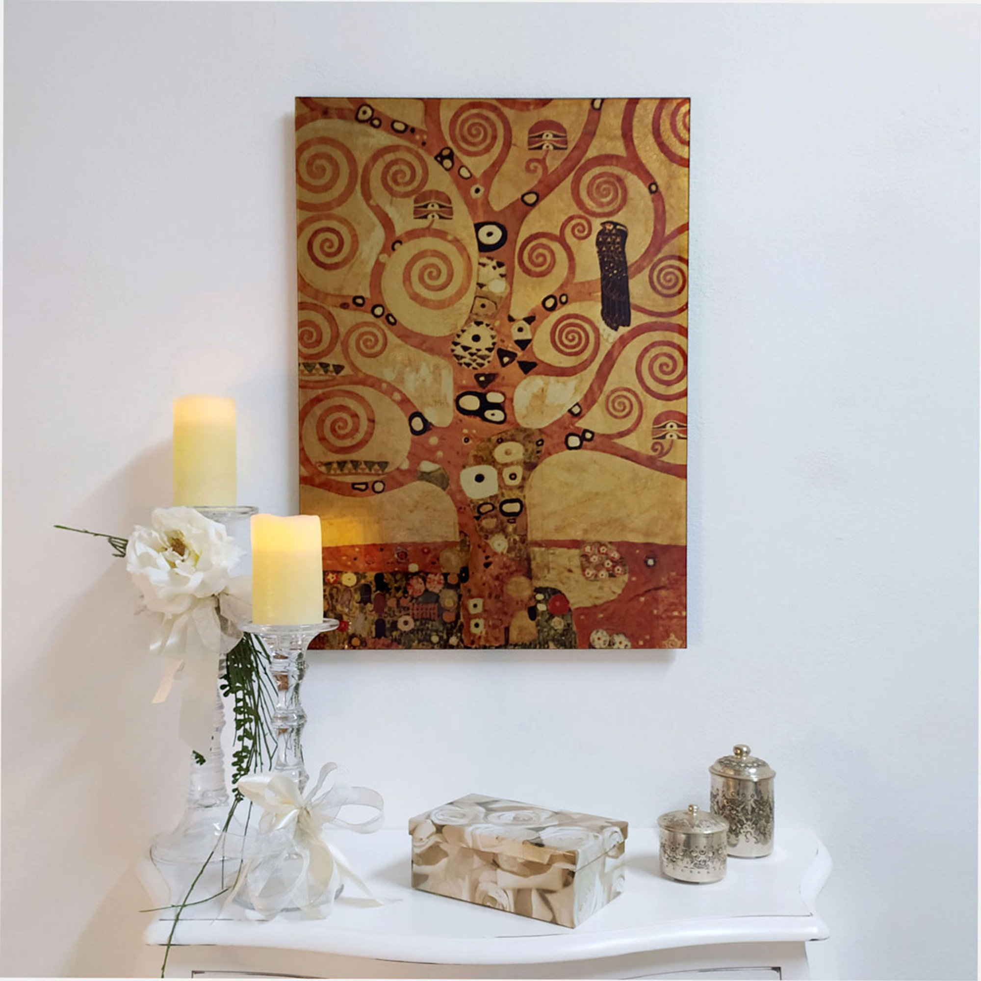 OPERE D'ARTE SU VETRO - Quadro con lavorazione in foglia dorata     - Klimt Frieze Florence Glass vista1