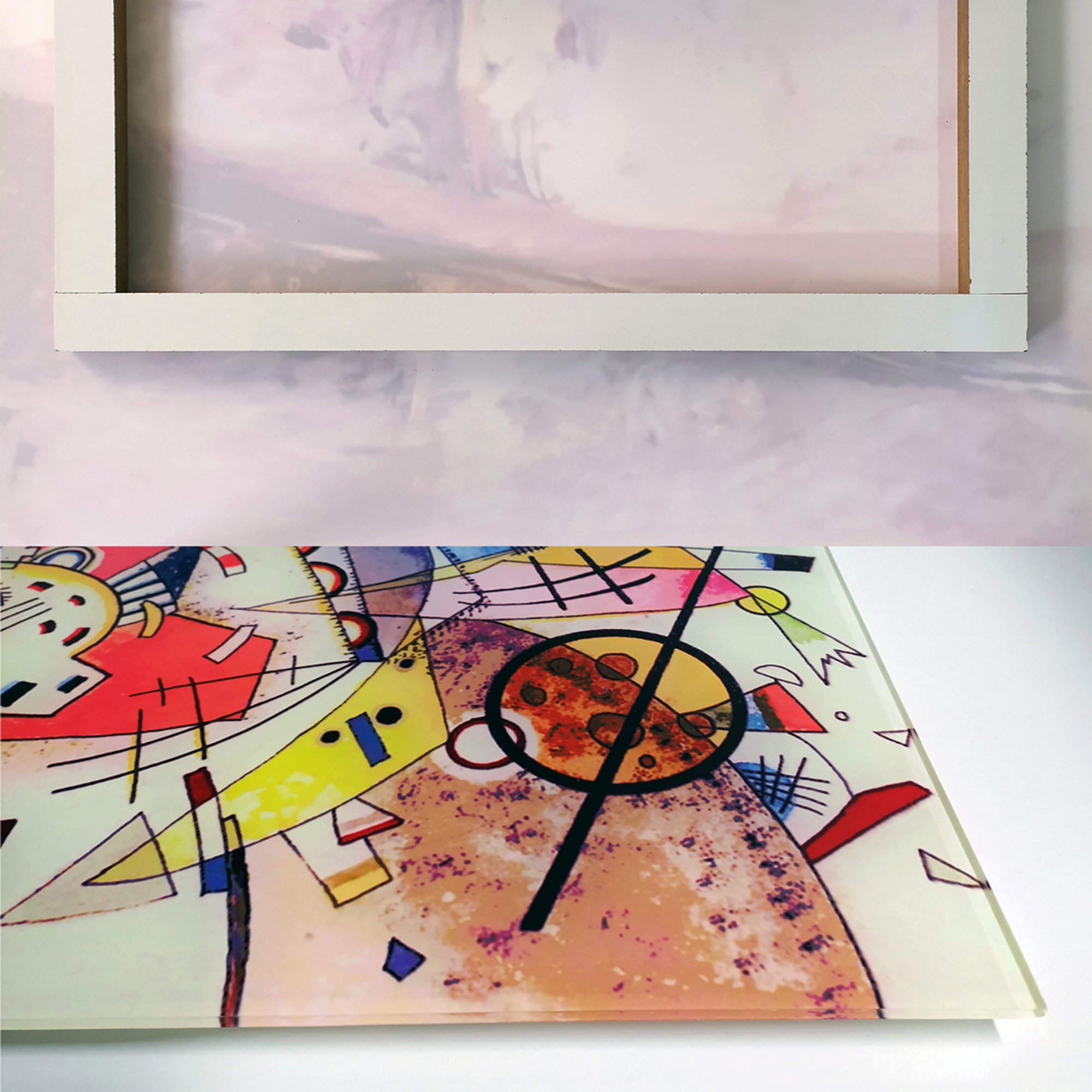 OPERE D'ARTE SU VETRO - Quadro con lavorazione in finitura bianca - Kandisky Florence Glass vista2