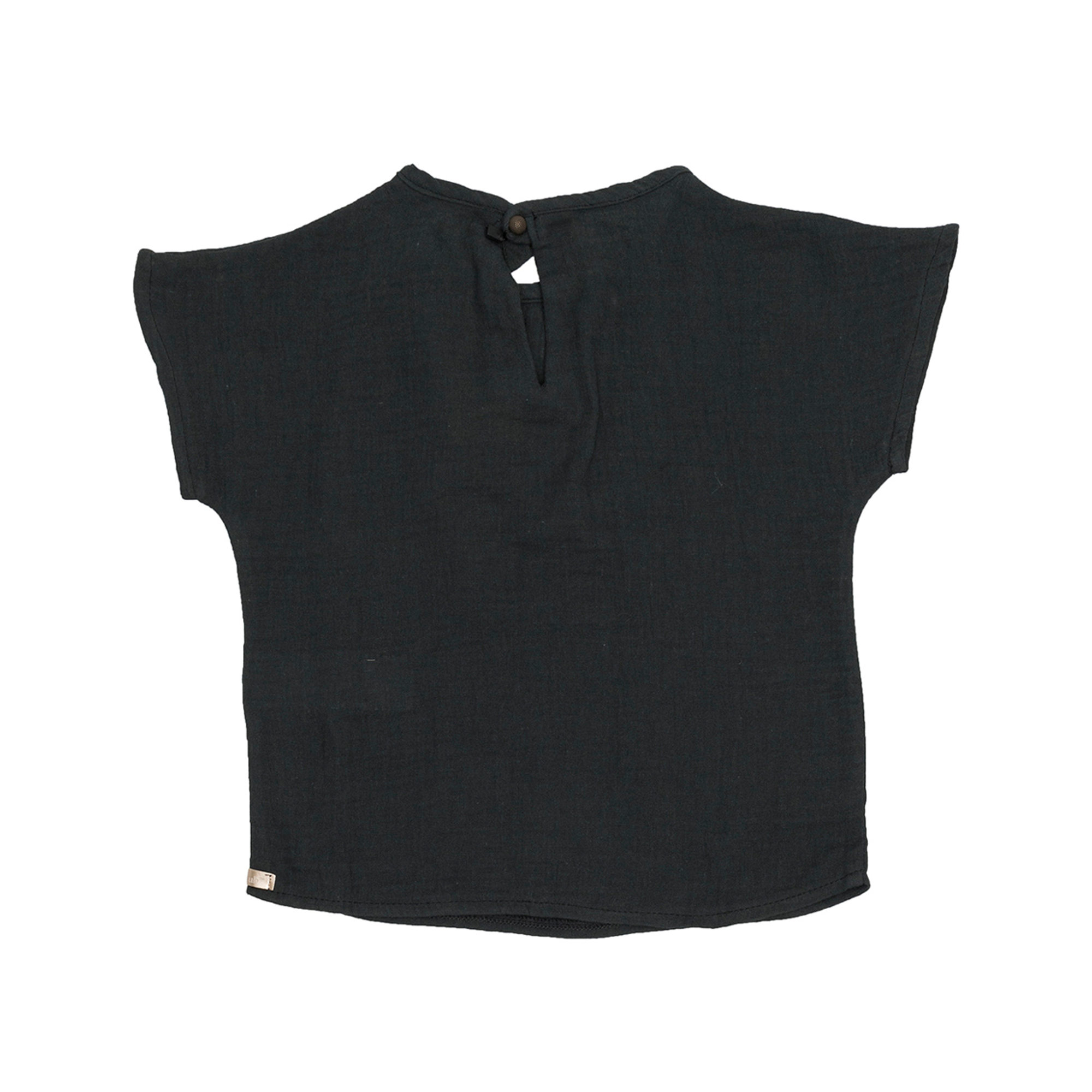 Blusa nera delavè con maniche corte Yellowsub vista1