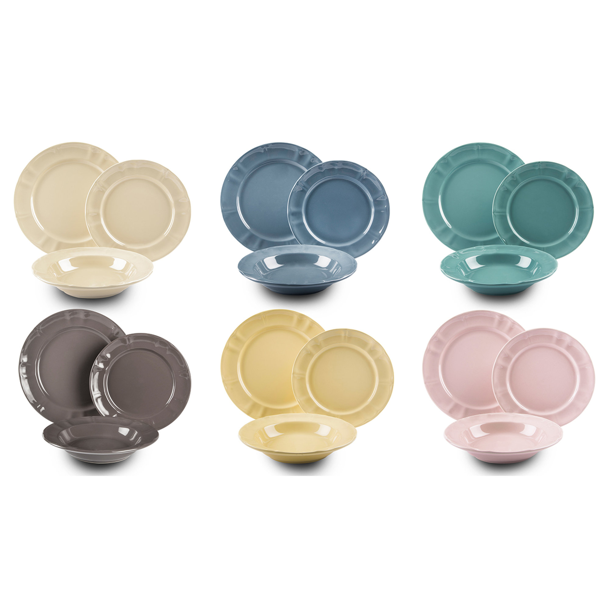 Servizio Tavola 18pz Country chic pastello La tavola di primavera vista1