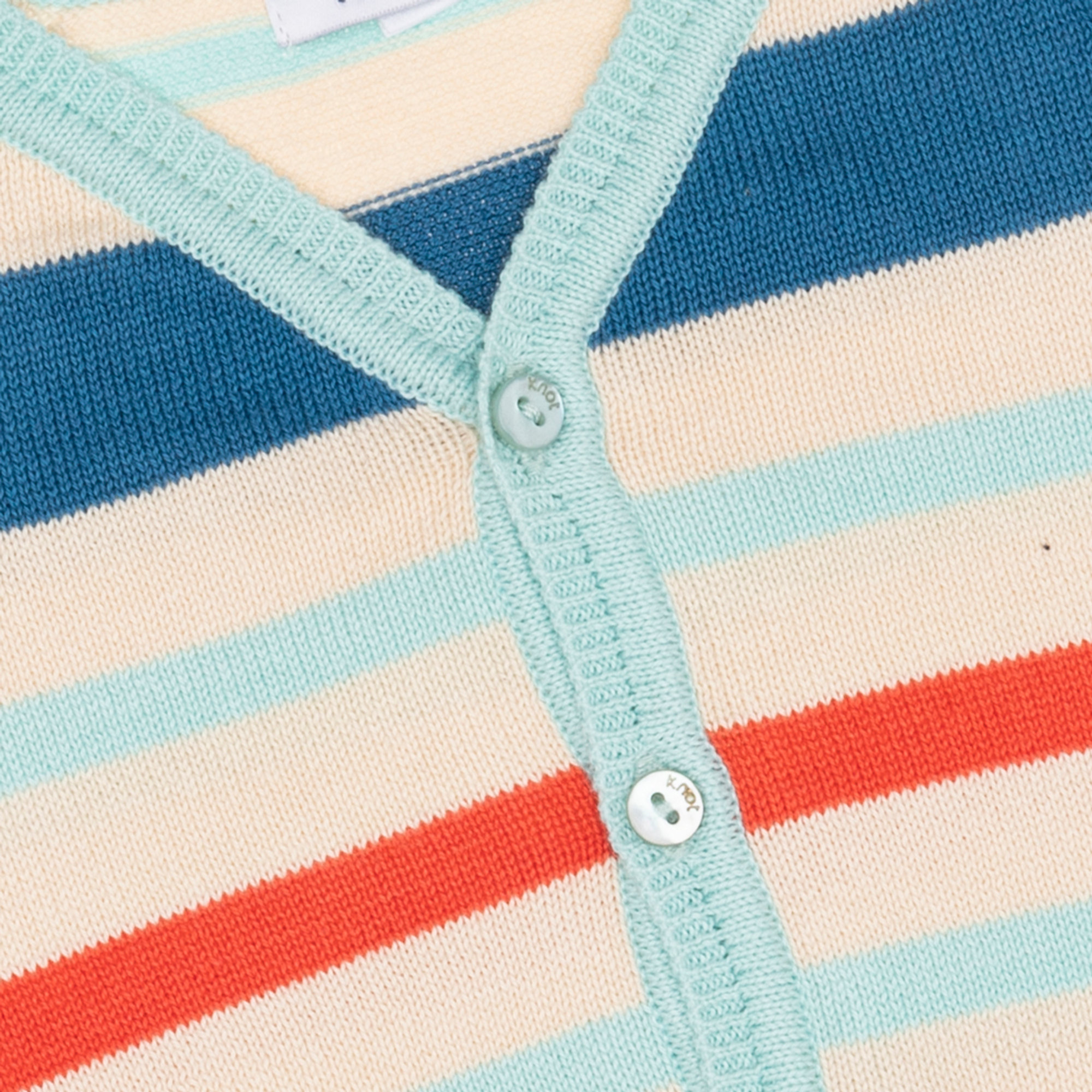 Cardigan in cotone smacchinato a righe KNOT vista2