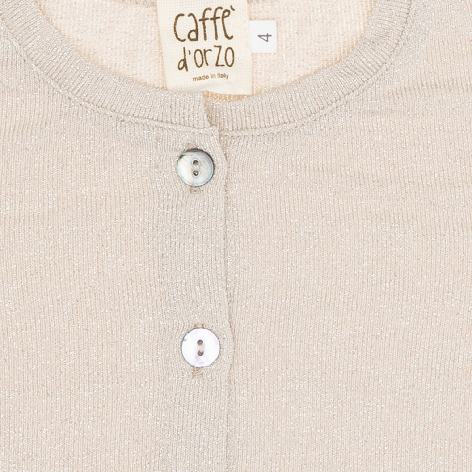 Cardigan beige con fili lurex oro CAFFè D'ORZO vista2