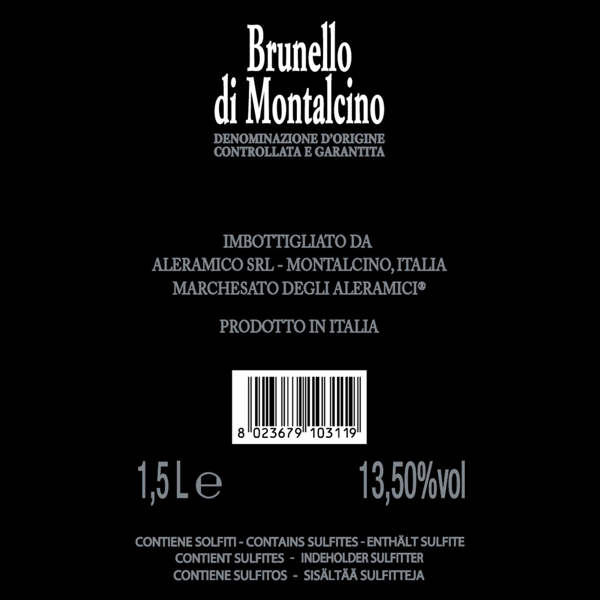 1 bottiglia Magnum 1,5 lt - Brunello di Montalcino 2009 con cassetta legno Marchesato degli Aleramici vista1