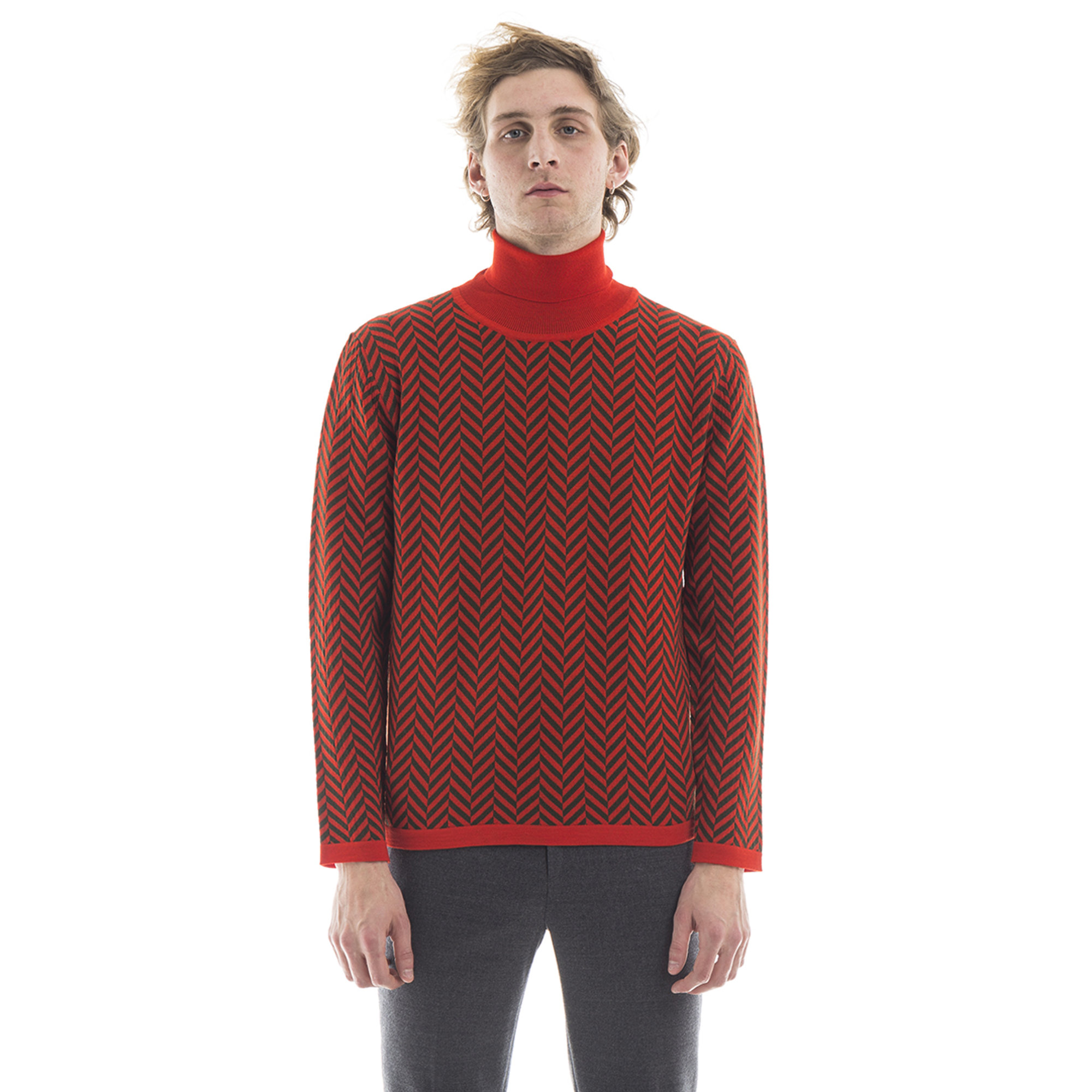 Maglia a collo alto a fantasia spinata multicolor Barena vista0