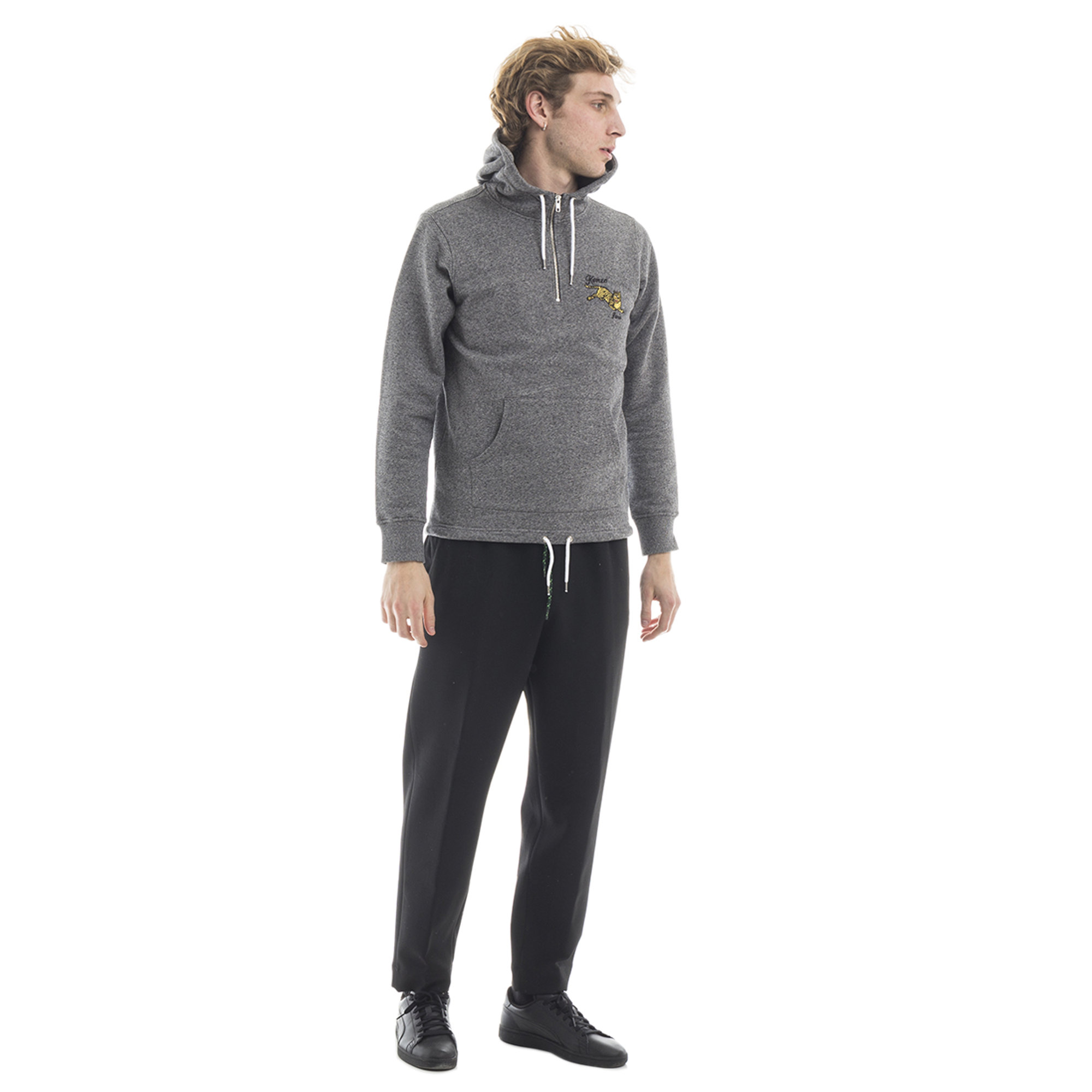 Felpa Tigre con cappuccio grigio melange Kenzo vista1