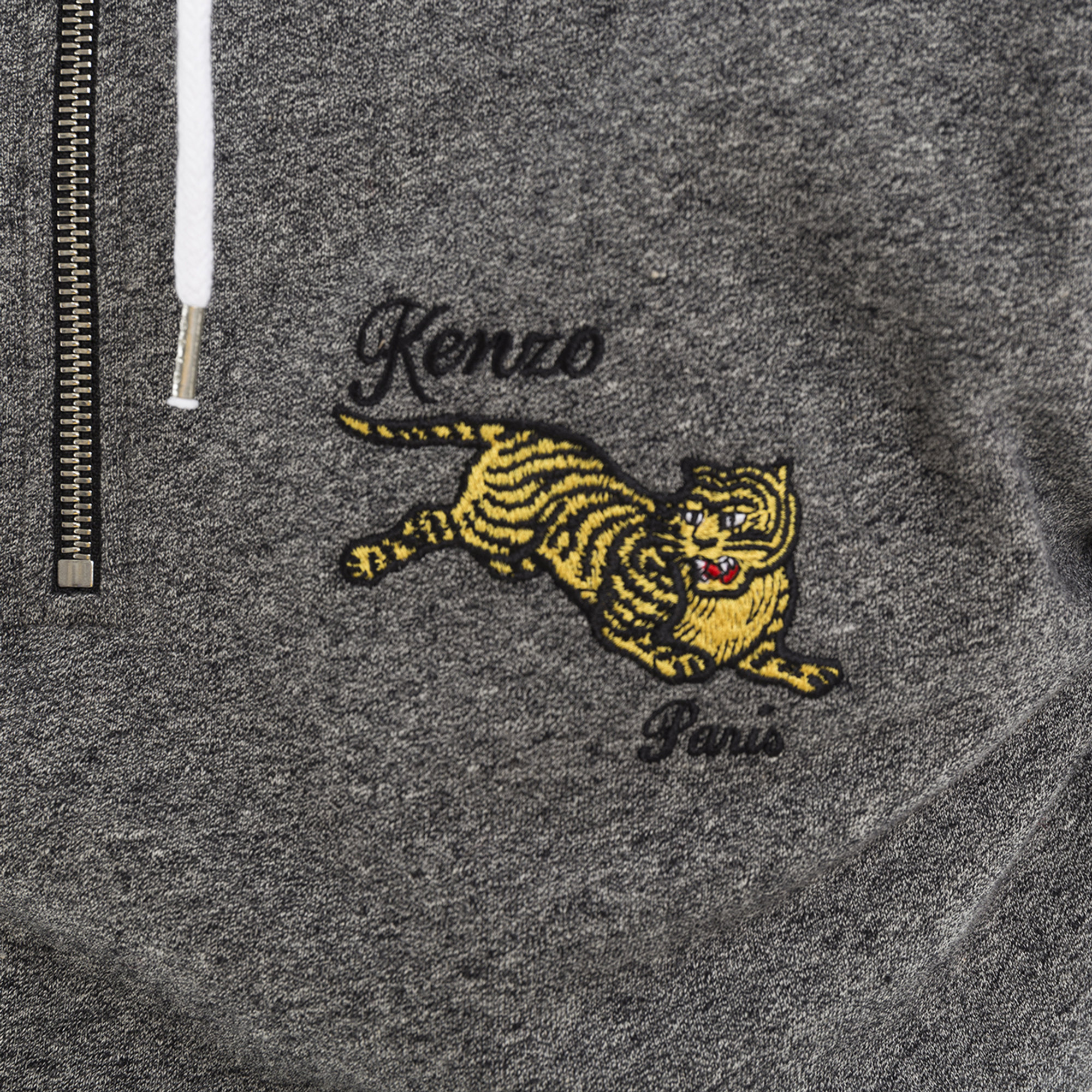 Felpa Tigre con cappuccio grigio melange Kenzo vista3