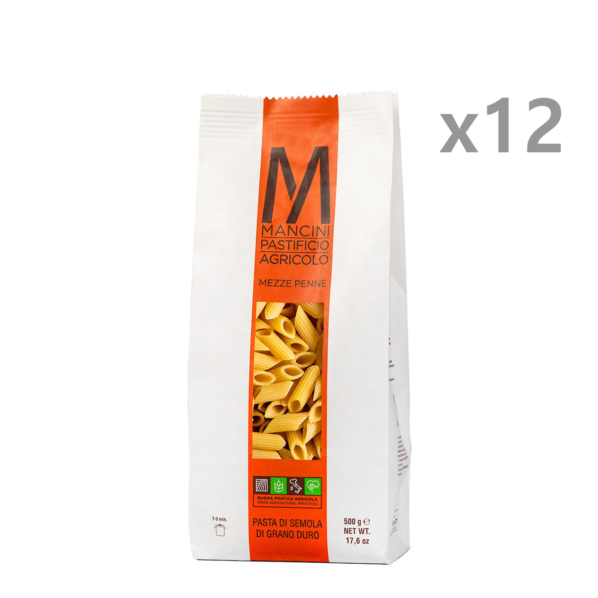 12 confezioni - Mezze Penne da 500 gr Pasta Mancini vista0