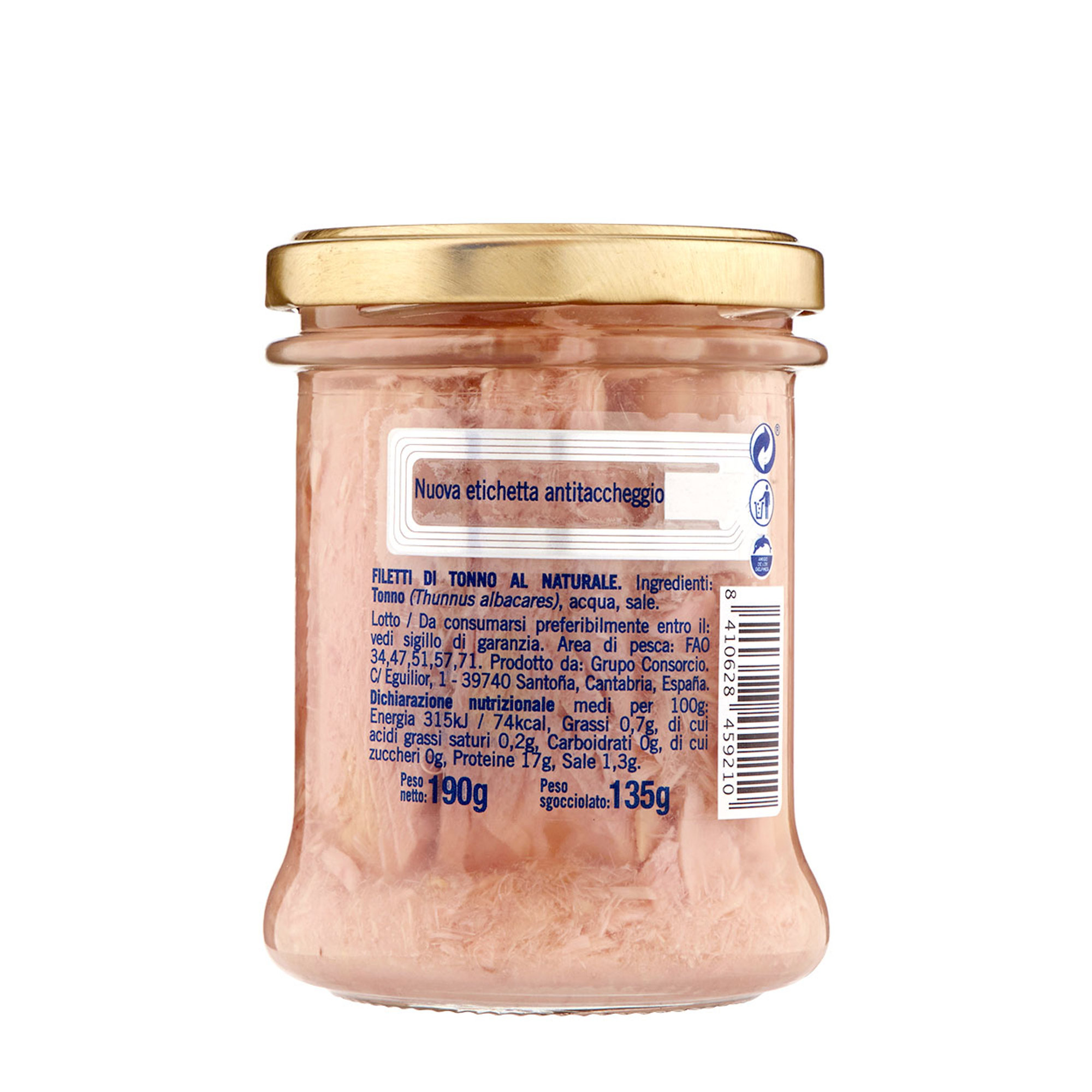 12 jars - Tuna fillets in natural 190 gr Consorcio vista1