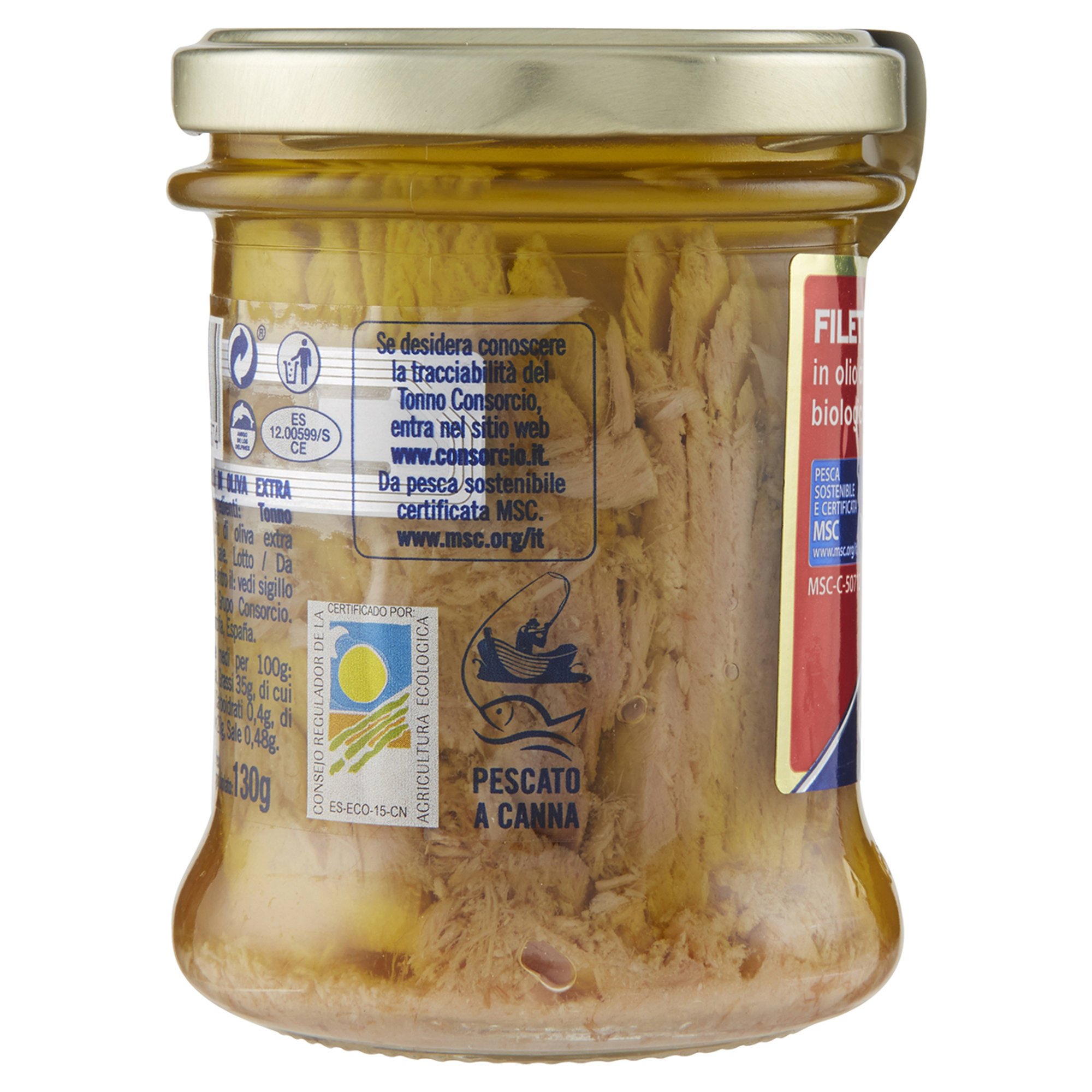12 vasetti - Filetti di Tonno BIO in olio EVO MSC pescato a canna da 195 gr Consorcio vista2