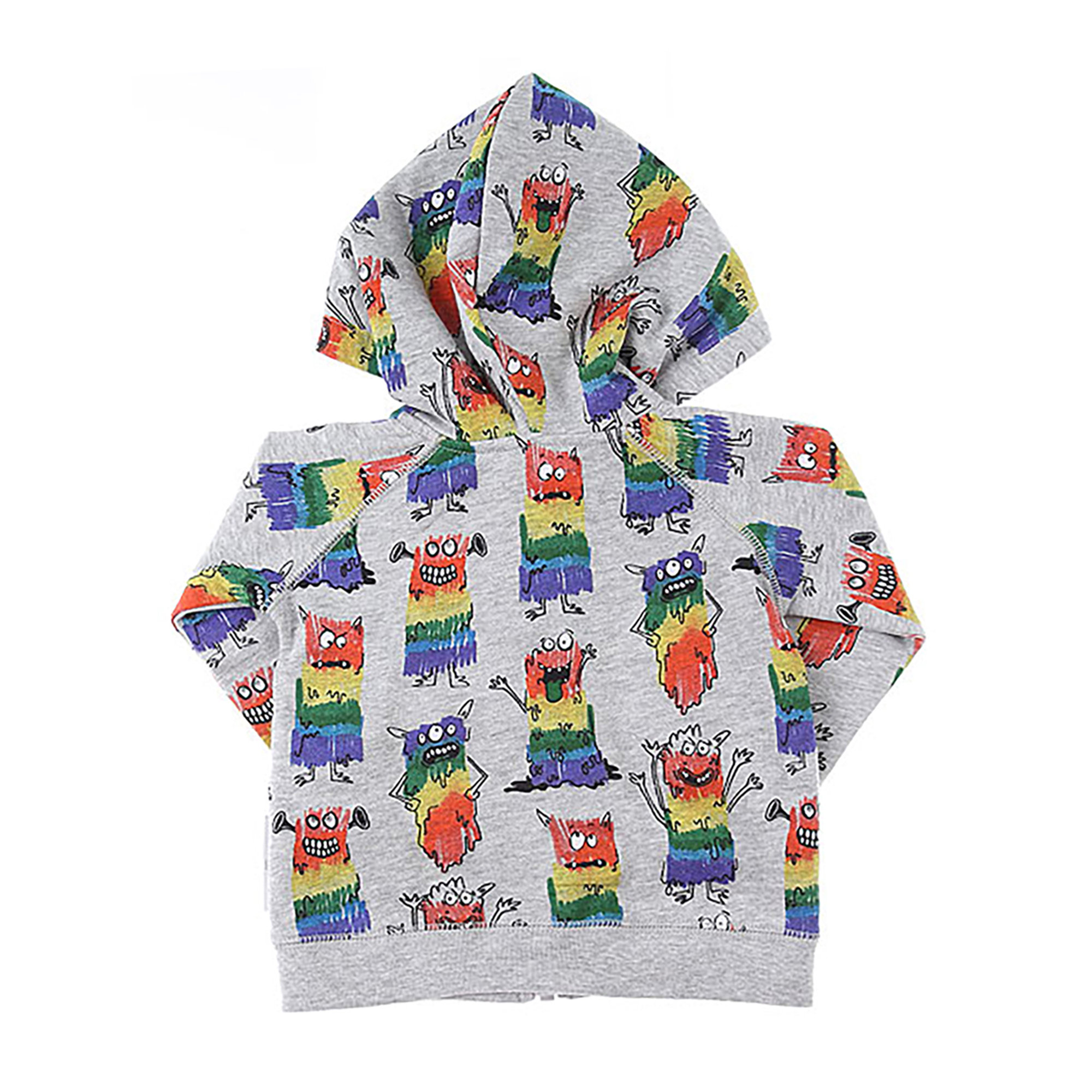 Felpa neonato grigia a maniche lunghe con cappuccio e zip centrale Stella McCartney vista1