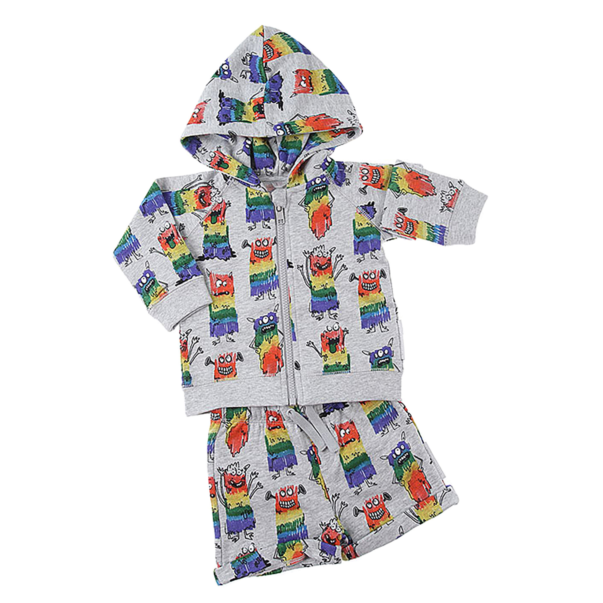 Felpa neonato grigia a maniche lunghe con cappuccio e zip centrale Stella McCartney vista2