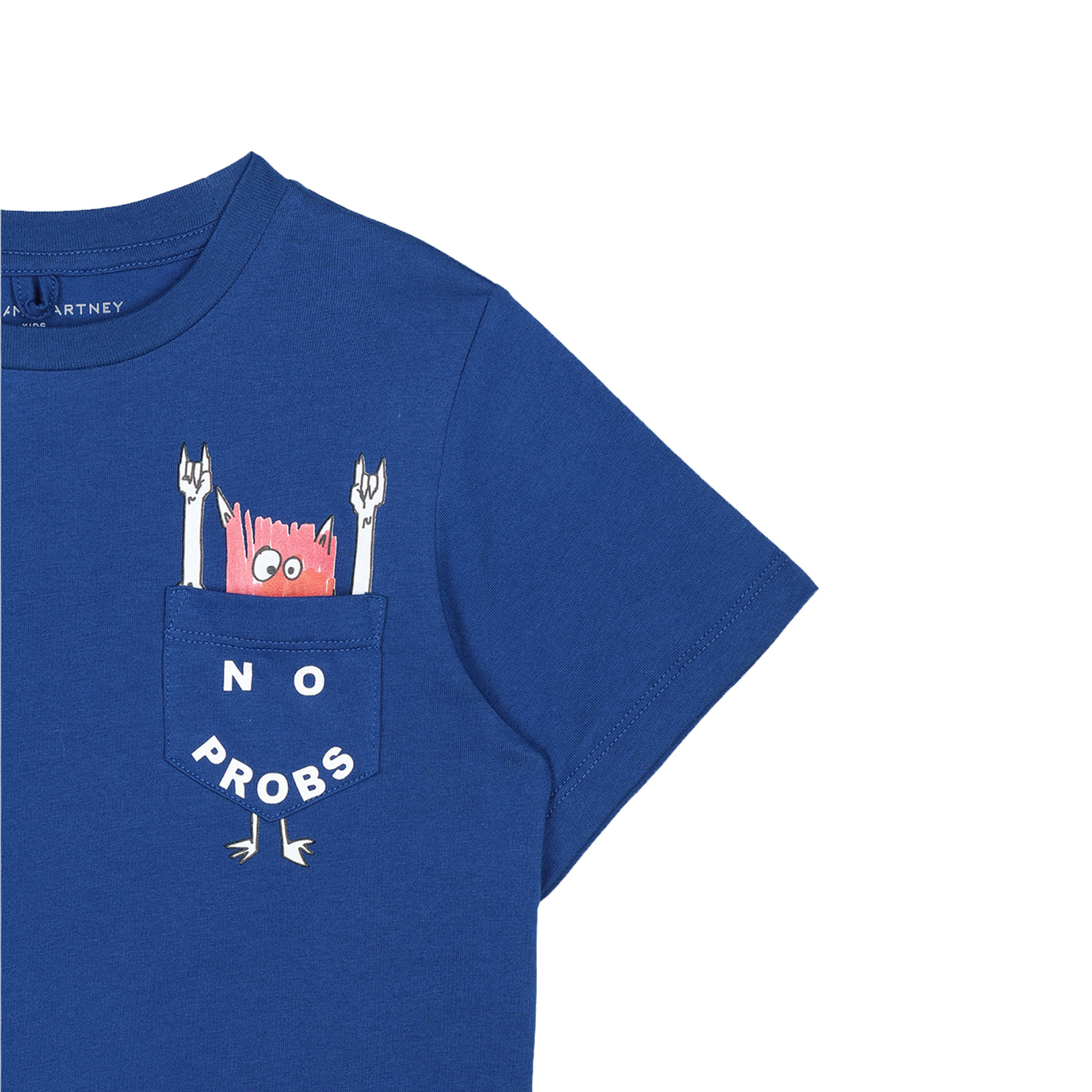 T-shirt blu a mancihe corte con stampa "NO PROBS" Stella McCartney vista2