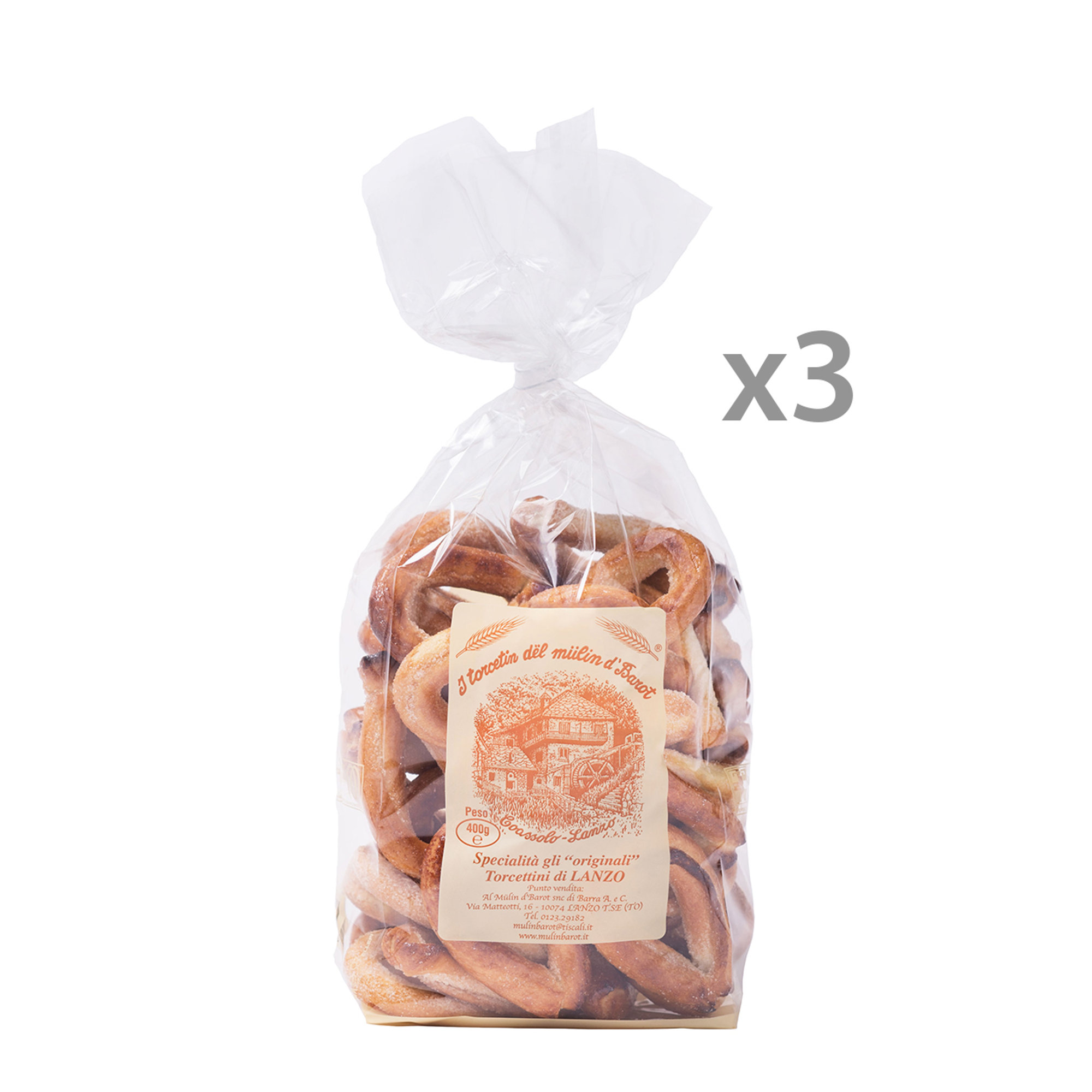 3 sacchetti - Torcetti di Lanzo da 350 gr Mulin d'Barot vista0