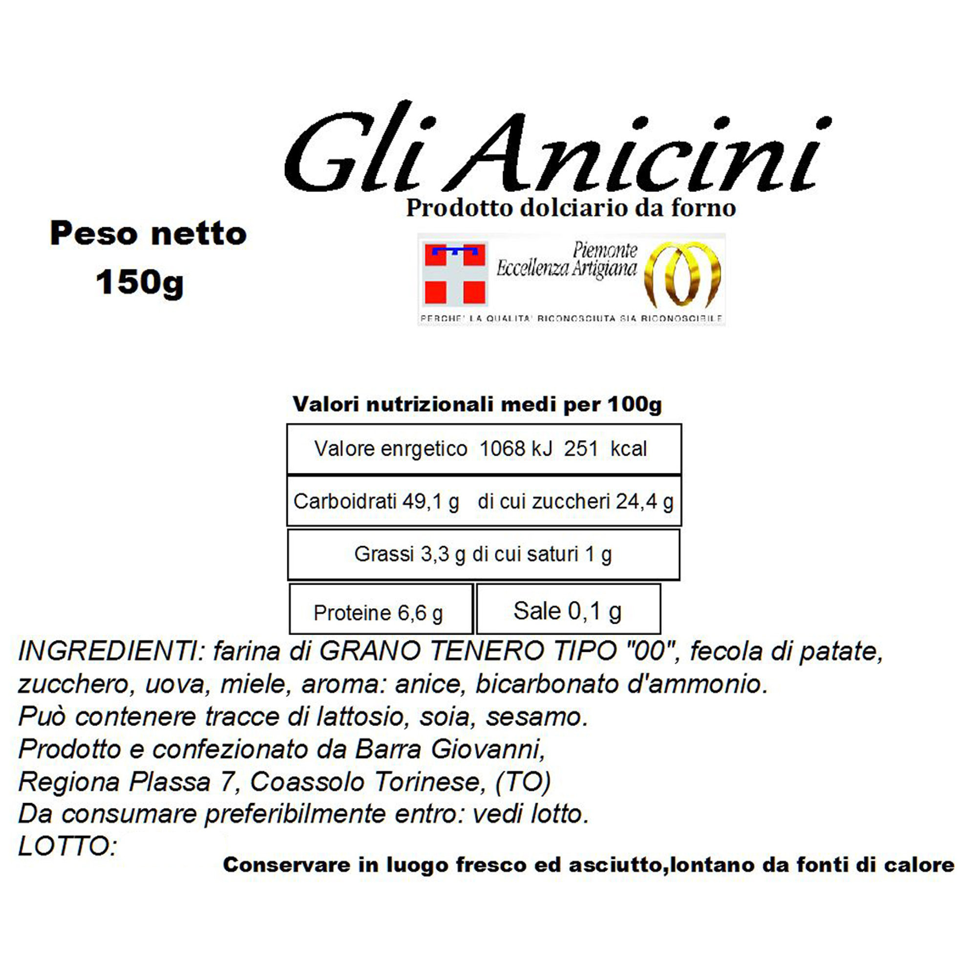 4 sacchetti - Anicini da 150 g Mulin d'Barot vista1