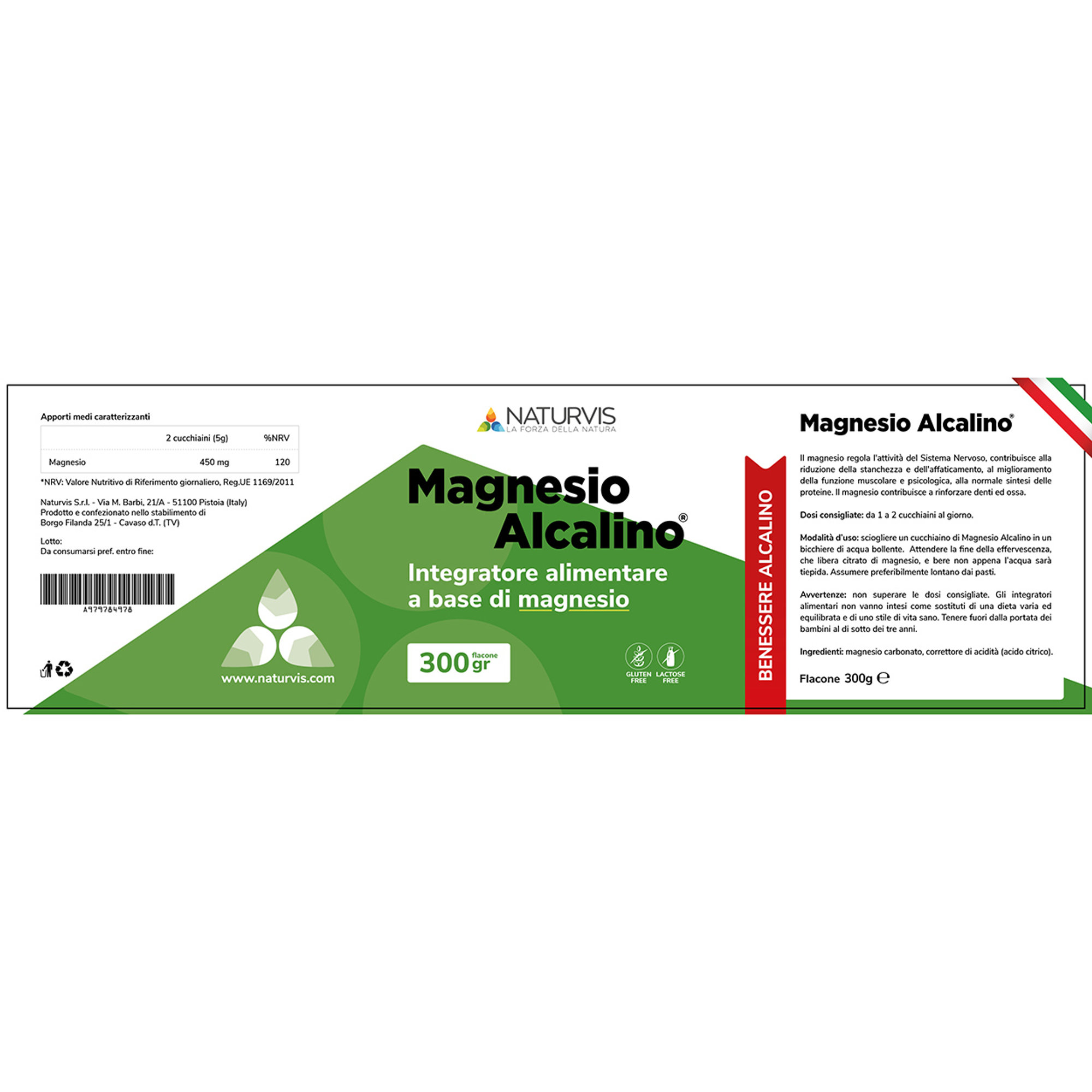 2 confezioni - Magnesio Alcalino polvere 300 gr Naturvis vista1