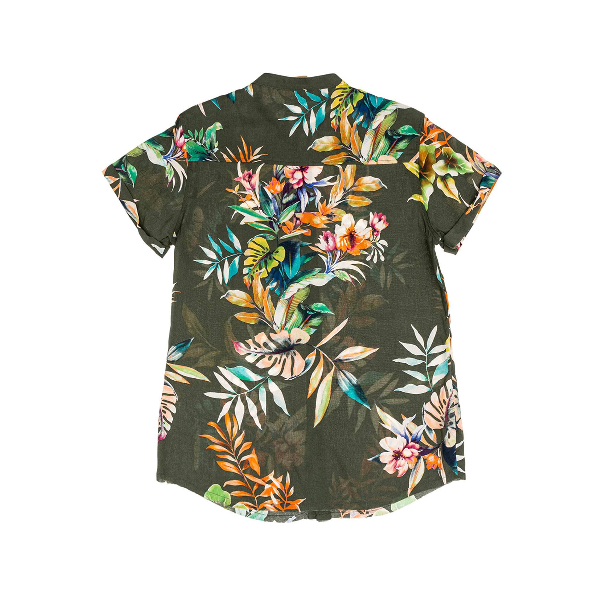 Camicia in viscosa verde con fiori multicolor Please  vista1