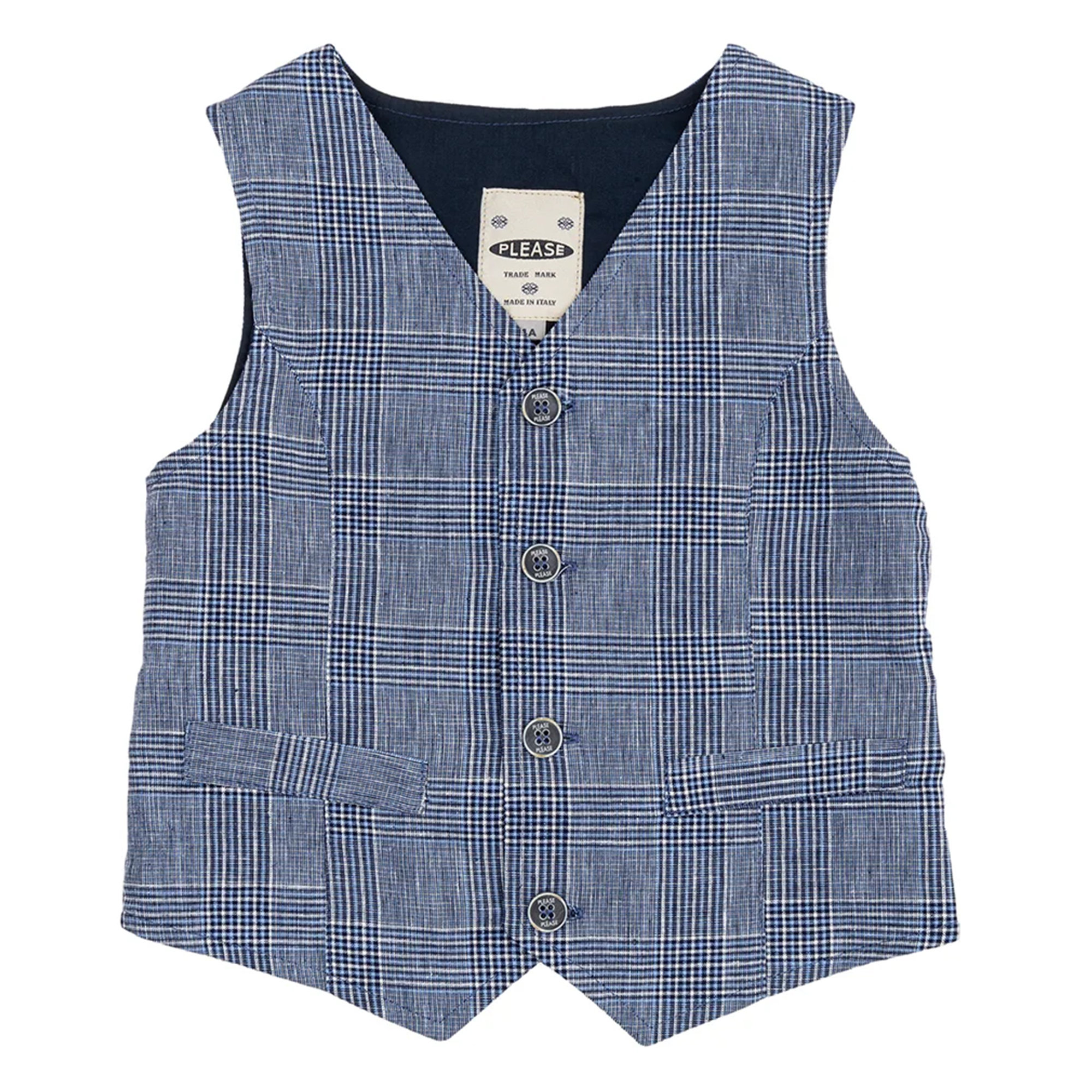 Gilet a quadretti multicolor con bottoni Please  vista0