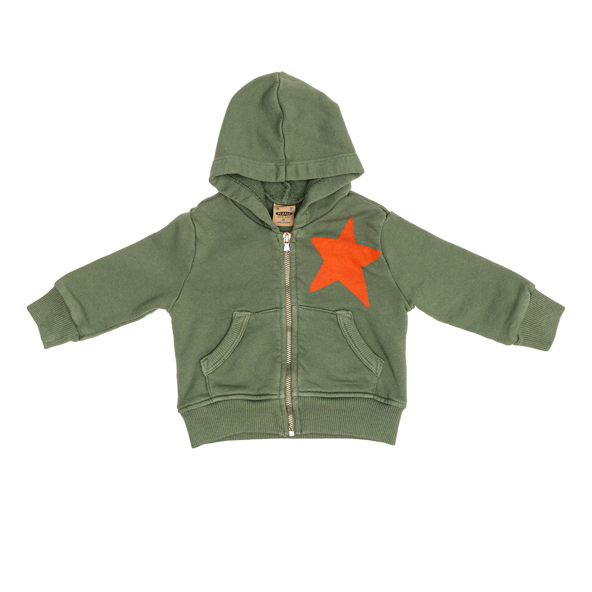 Felpina neonato con cappuccio e zip centrale Please  vista0