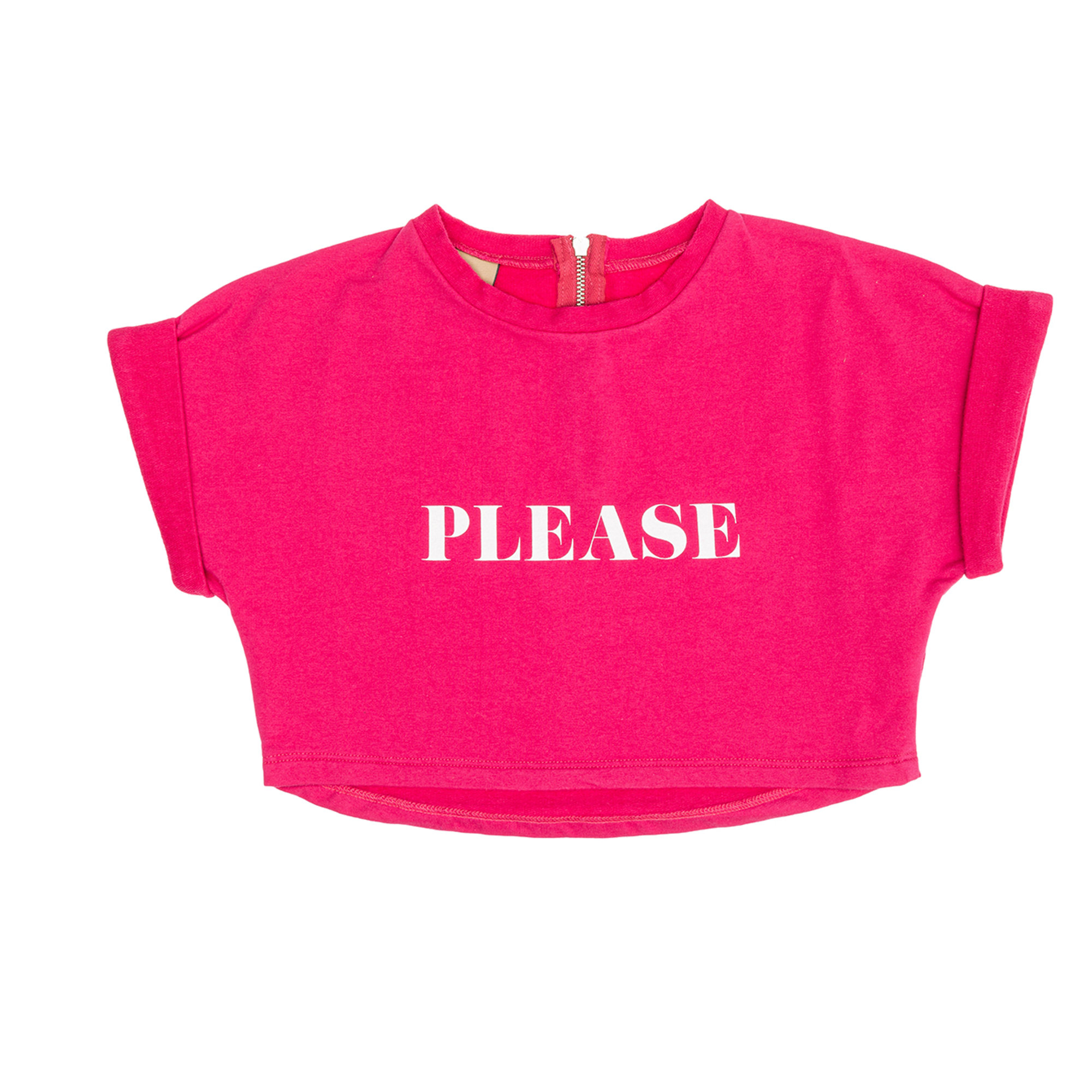 Crop top bimba con logo, colore fucsia Please  vista0