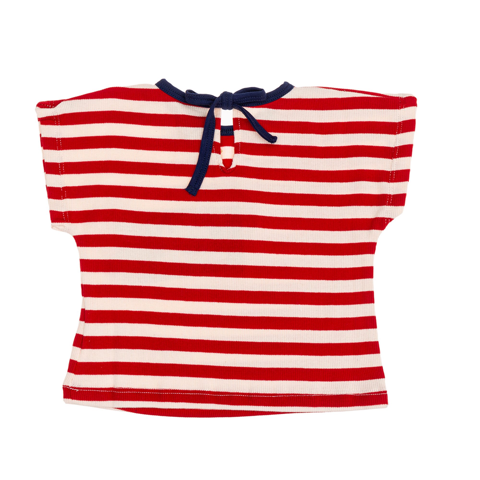 T-shirt a righe bianche e rosse Please  vista1
