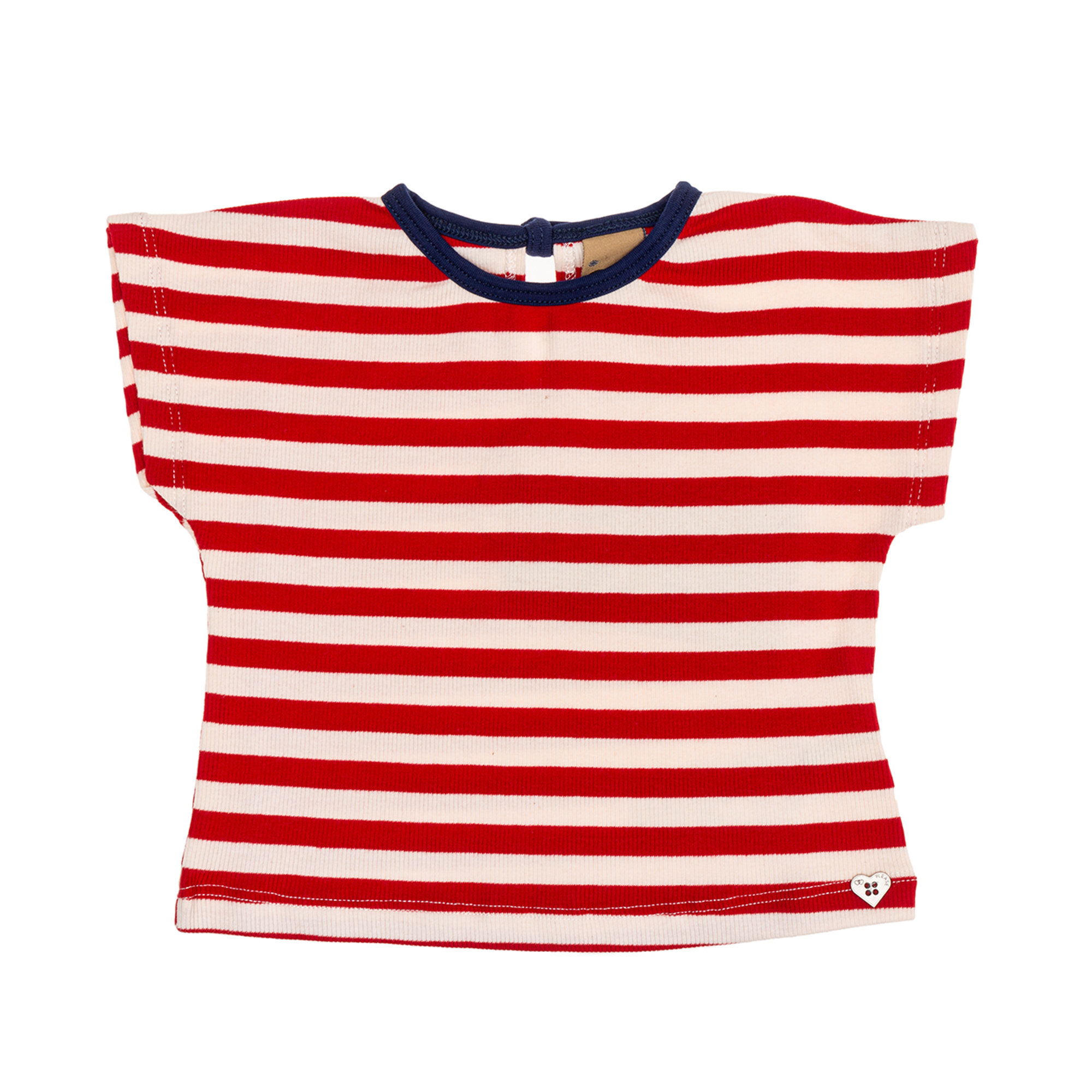 T-shirt a righe bianche e rosse Please  vista0