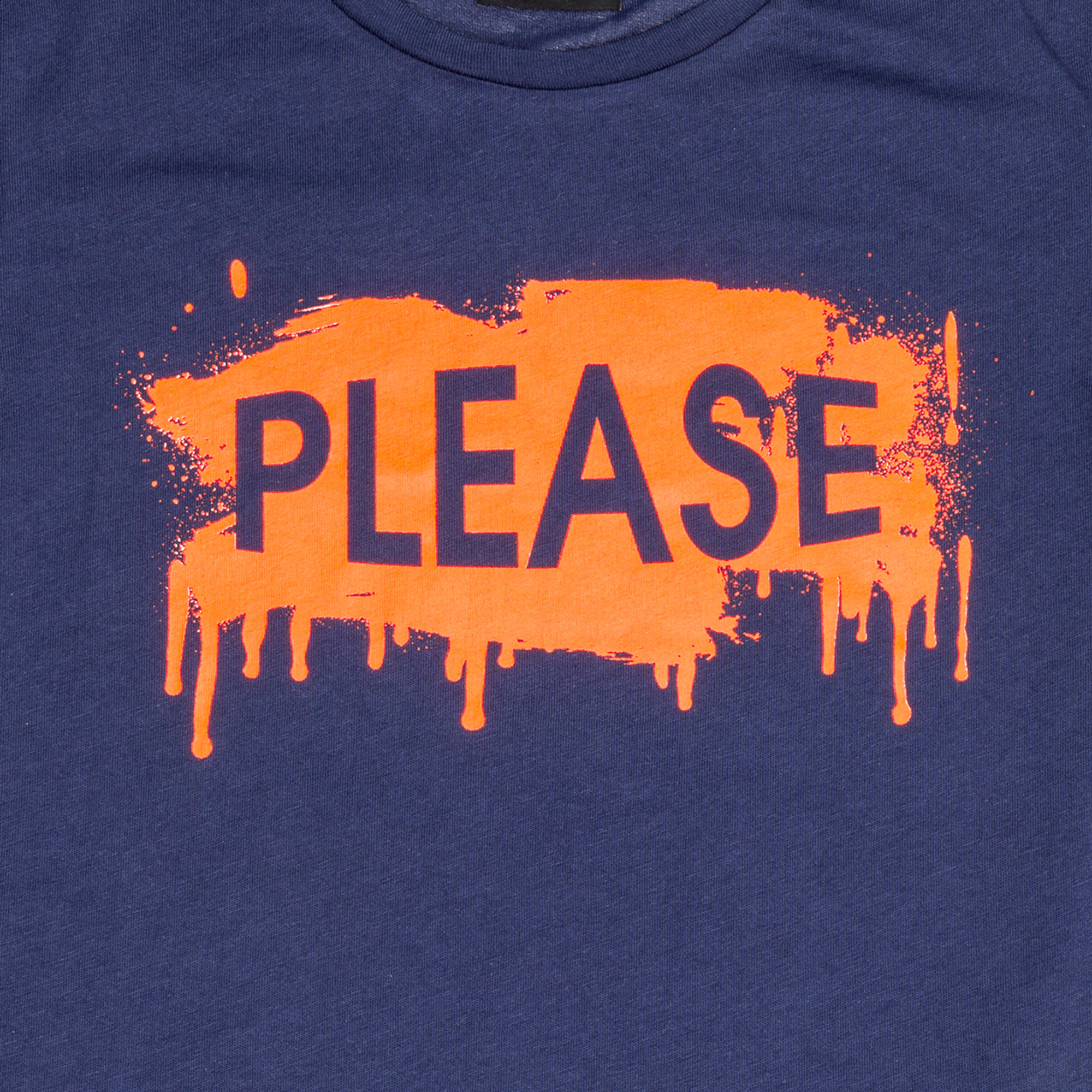 T-shirt blu con stampa logo Please  vista2