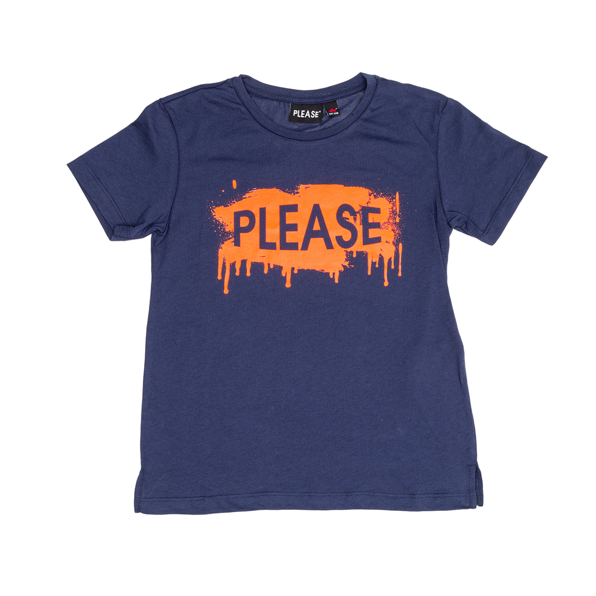 T-shirt blu con stampa logo Please  vista0