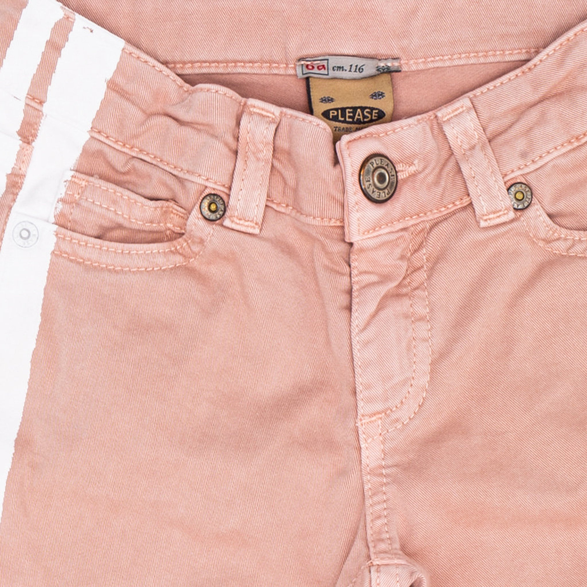 Pantalone rosa con bande laterali Please  vista2