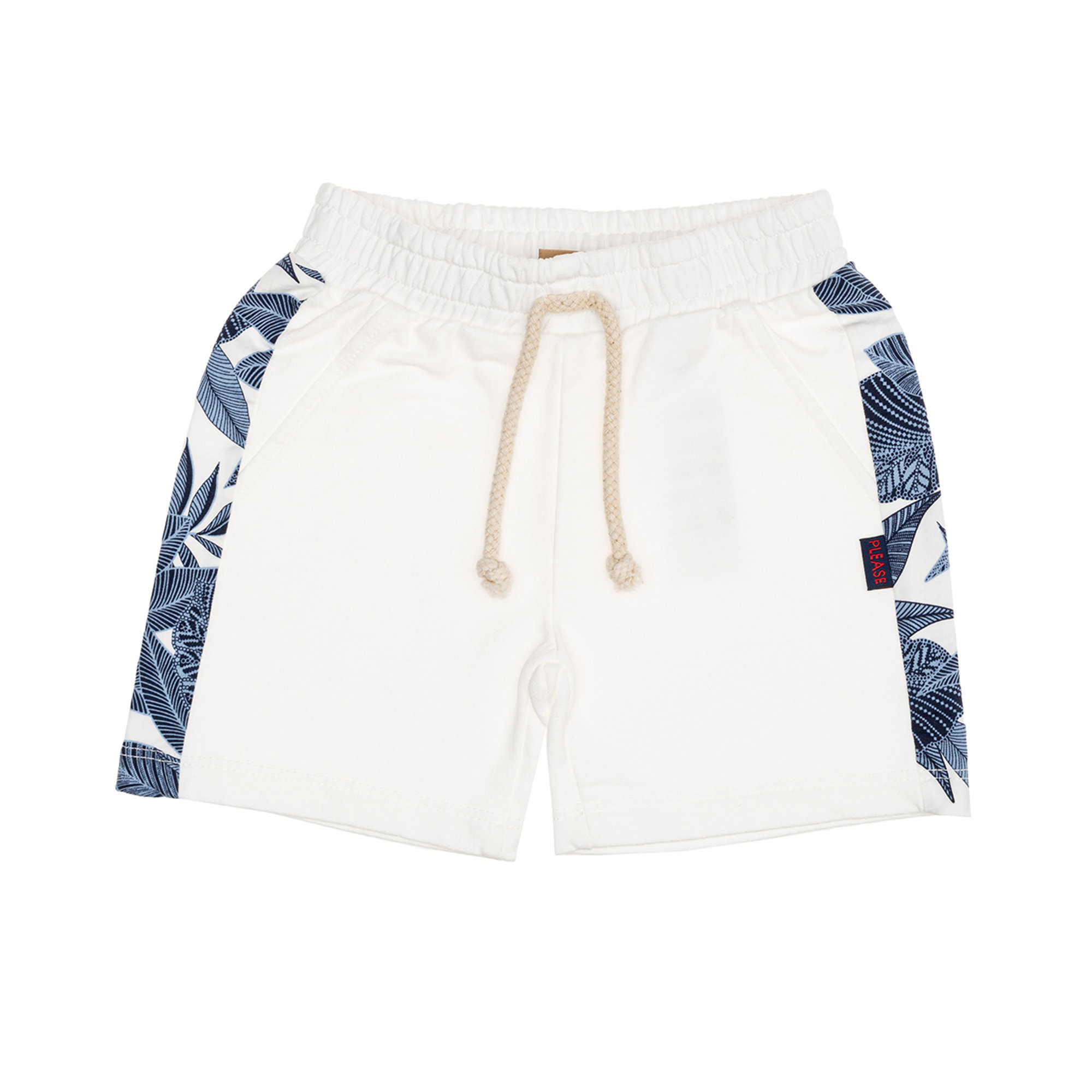 Short bianco con bande laterali, elastico in vita Please  vista0