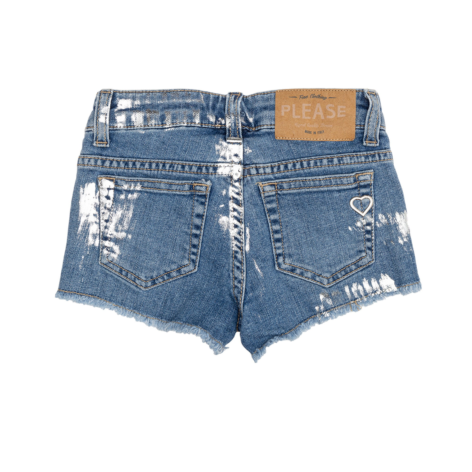Short in denim spalmato argento Please  vista1
