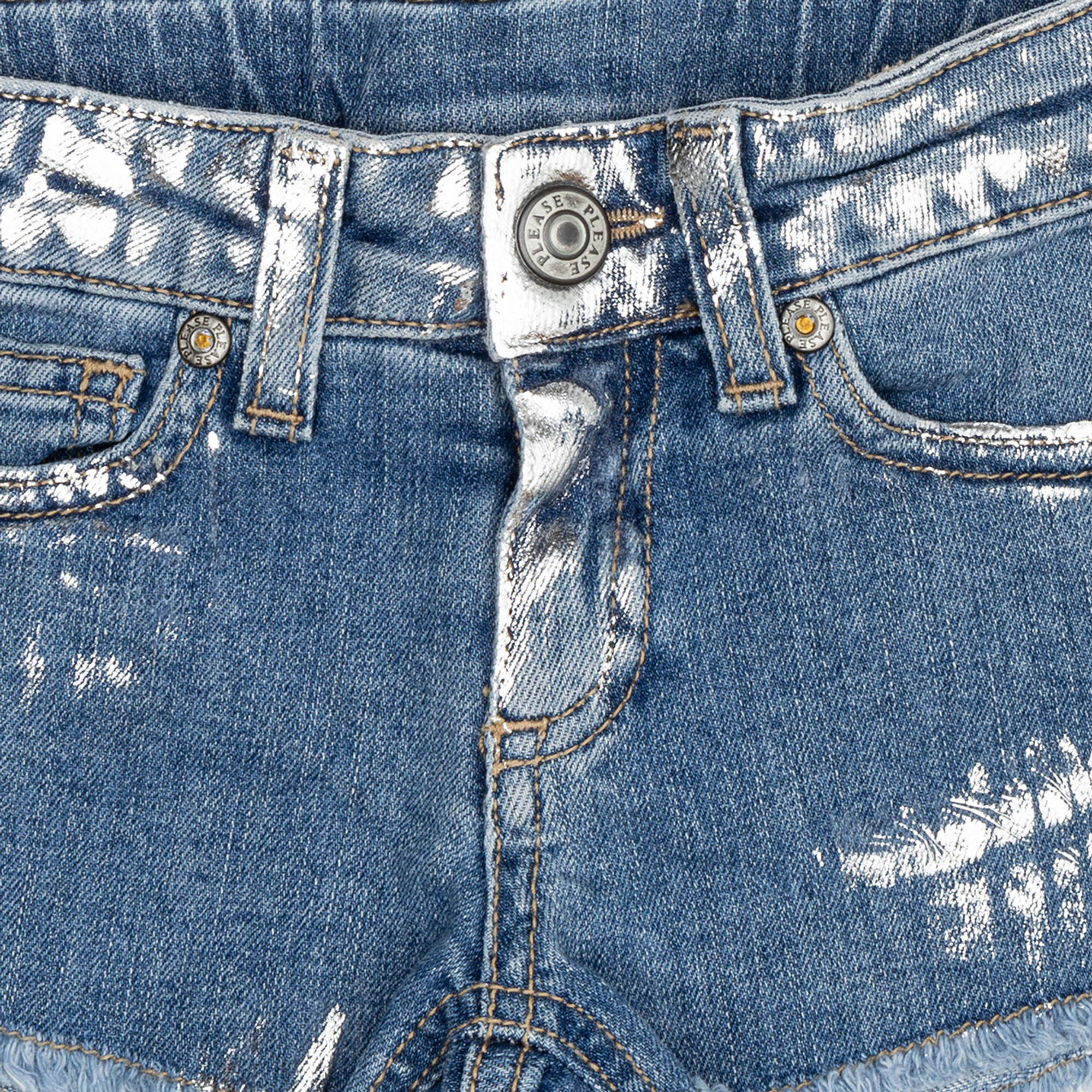 Short in denim spalmato argento Please  vista2