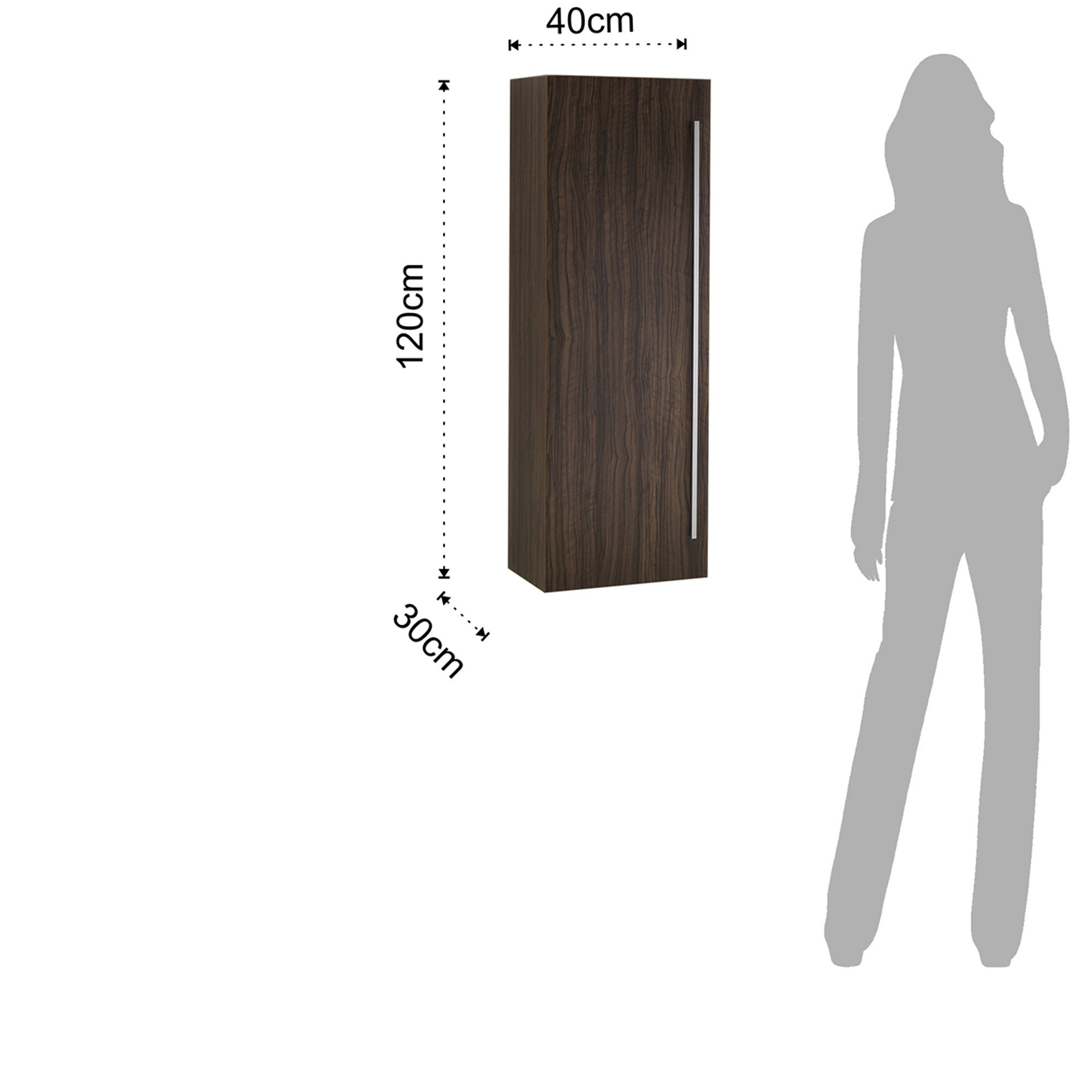 Colonna pensile 40x30x120, noce Bath & Design vista1
