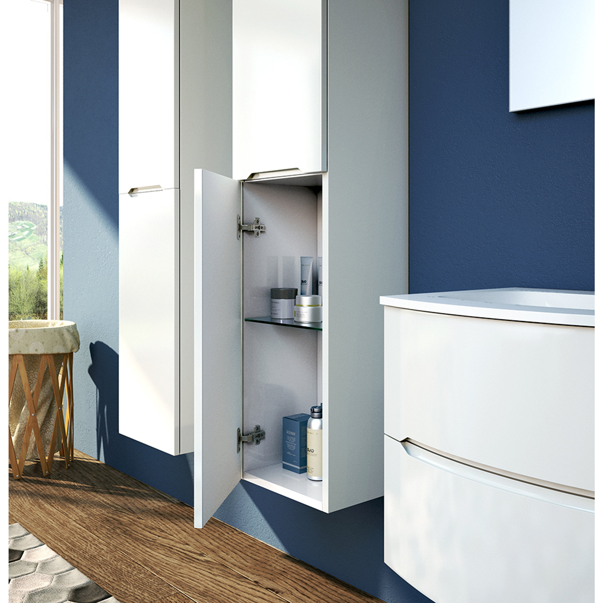 Colonna/Pensile sx, bianco lucido Bath & Design vista2
