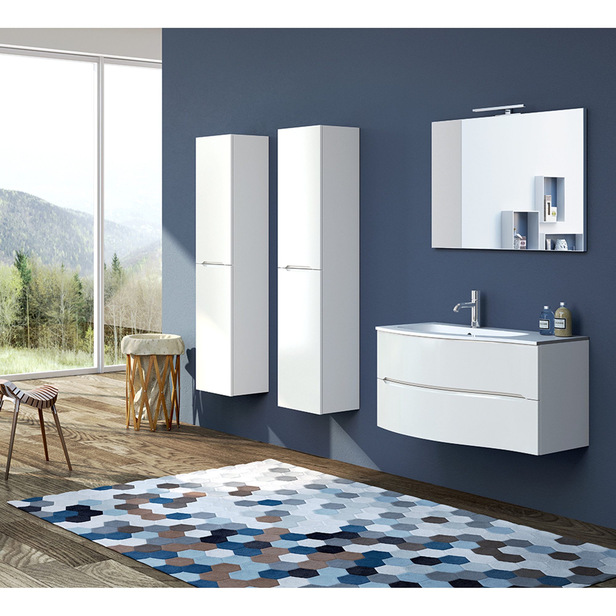 Colonna/Pensile sx, bianco lucido Bath & Design vista3