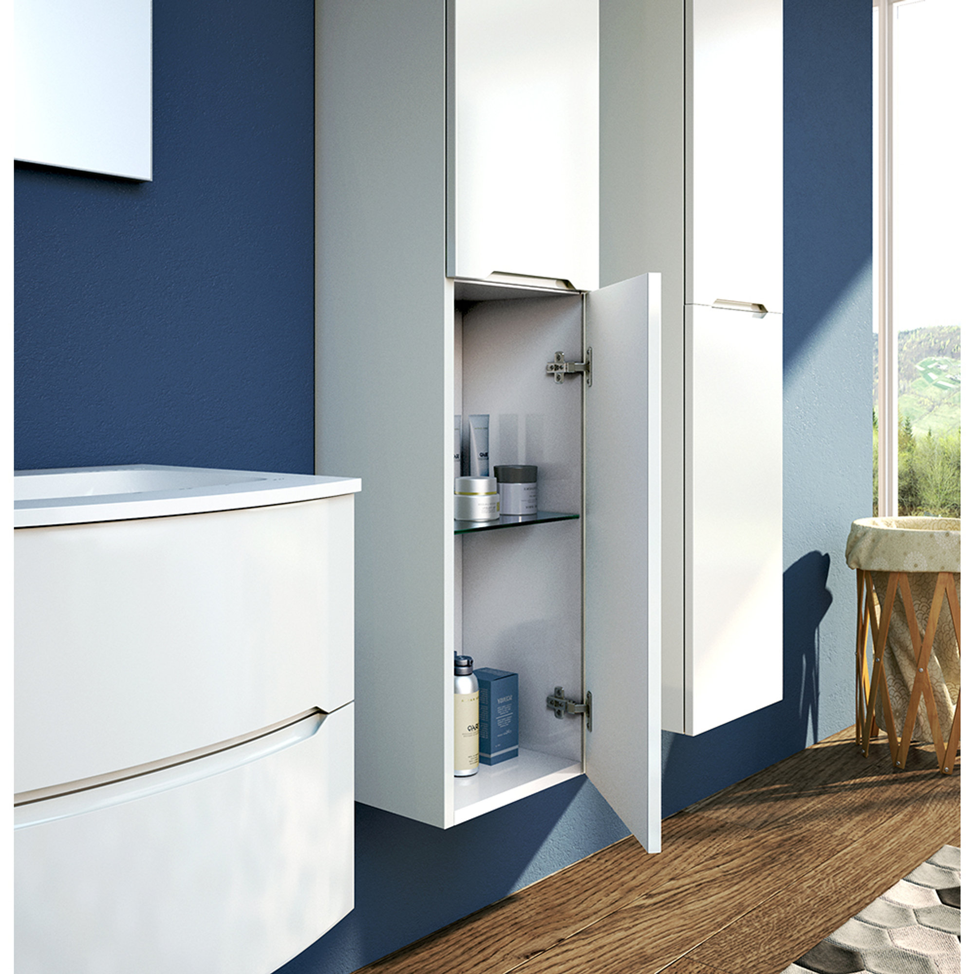 Colonna/Pensile dx, bianco lucido Bath & Design vista2