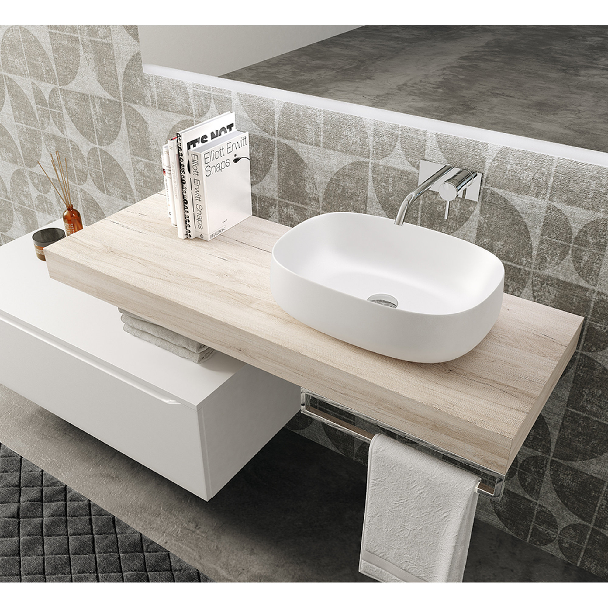 Composizione bagno MONIKA 120, rovere/bianco opaco Bath & Design vista1