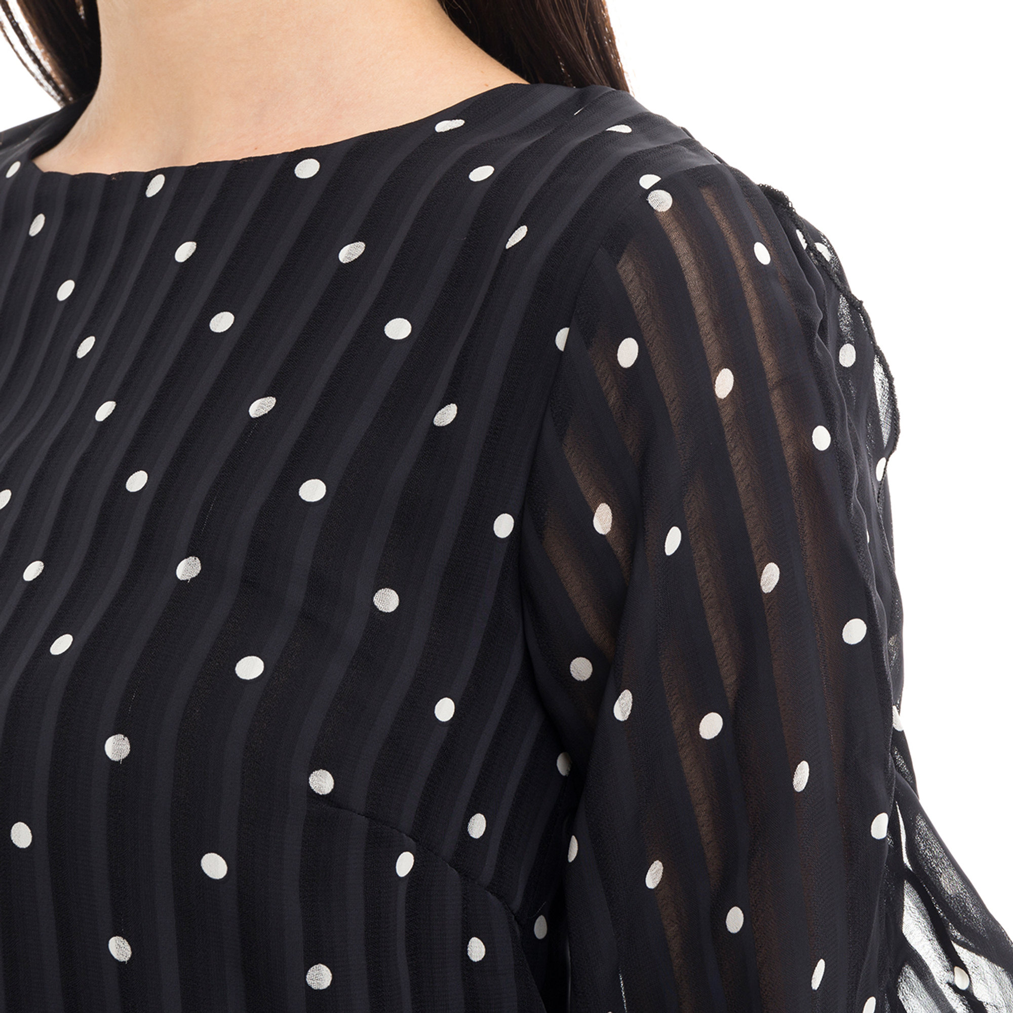 Blusa in voile a righe e pois Guess  vista2