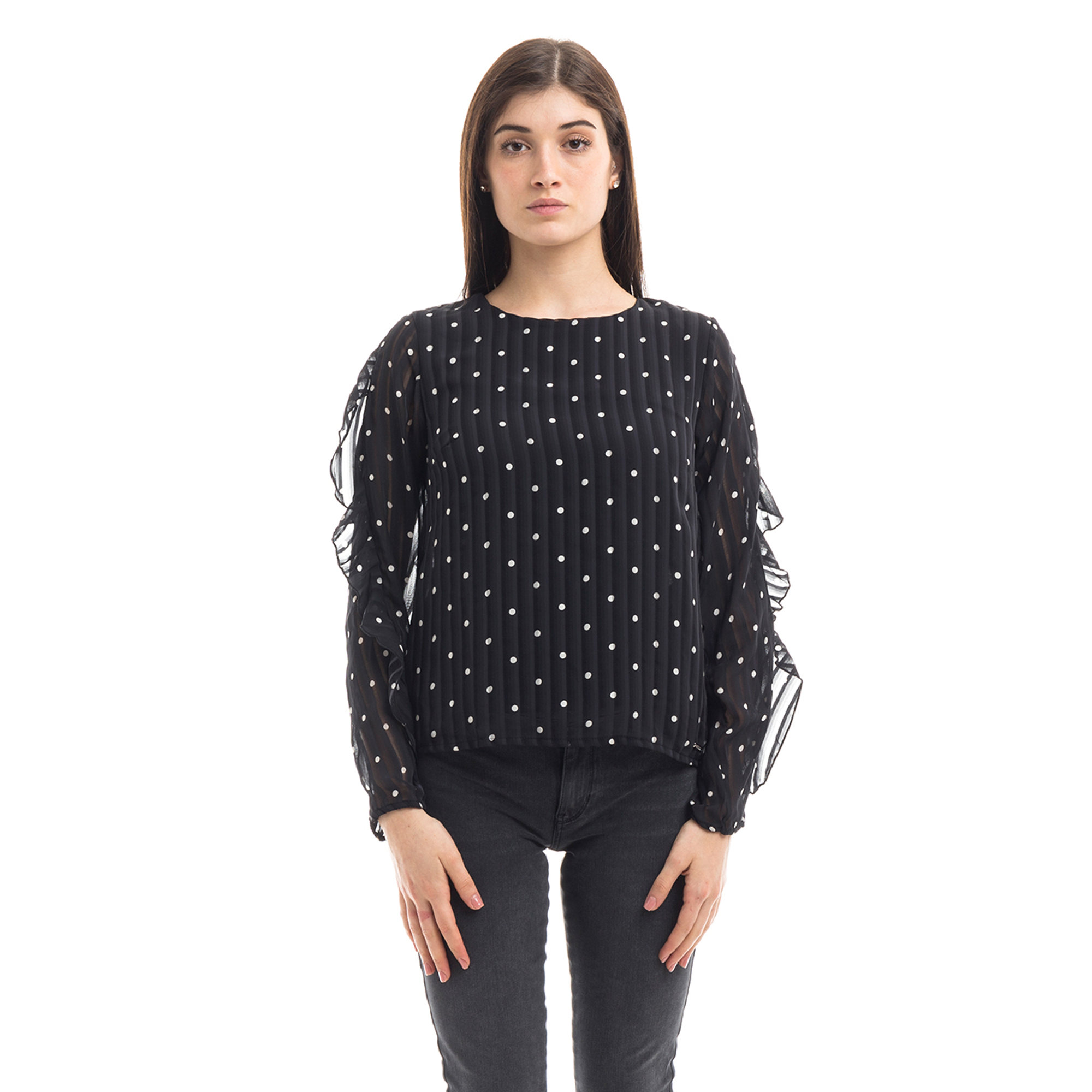 Blusa in voile a righe e pois Guess  vista0