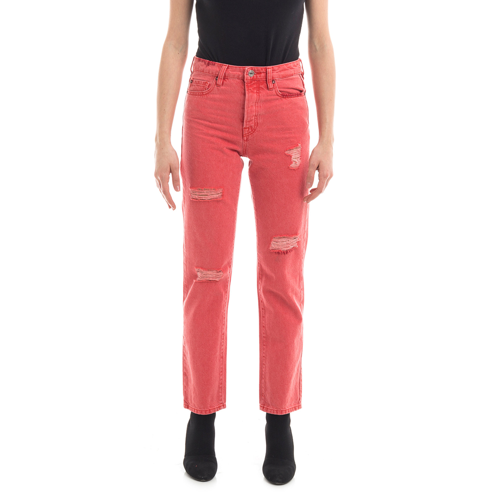Jeans a vita alta e rotture corallo Guess  vista0