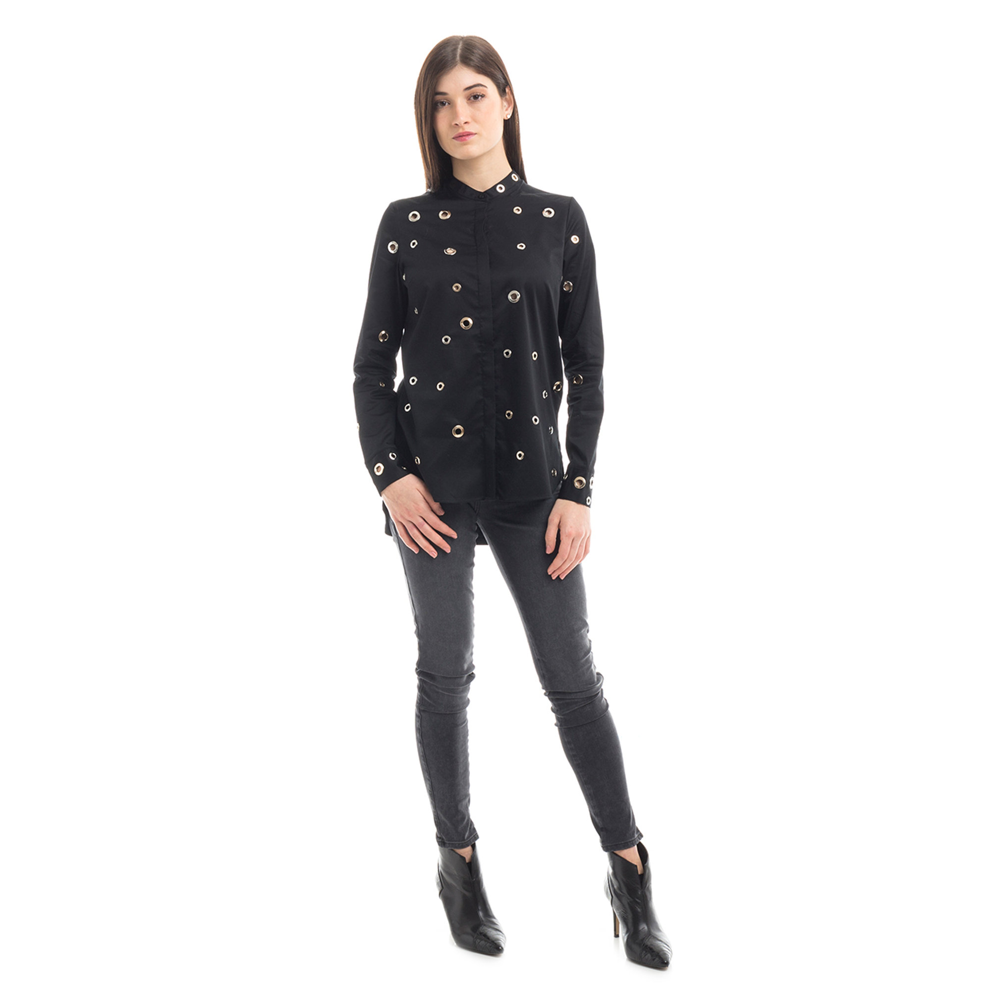 Camicia con borchie ad anello nera Guess  vista1